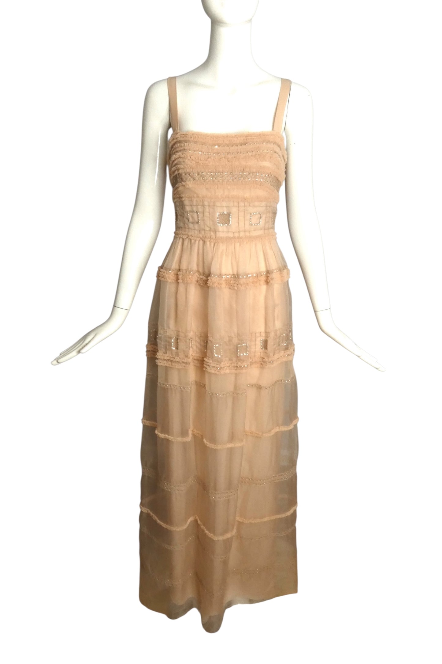 TEMPERLEY- NWT 2014 Pink Ruffled Organza Gown, Size 4