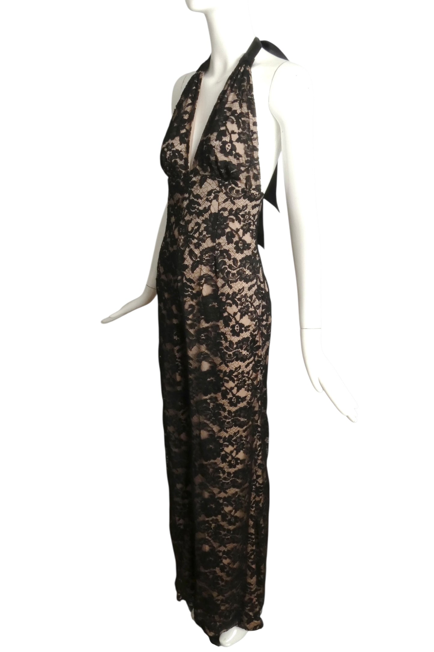 TEMPERLEY LONDON- NWT 2015 Black Lace Halter Jumpsuit, Size 6
