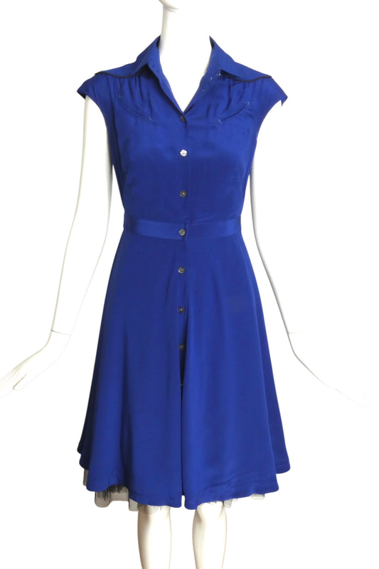 MCQ MCQUEEN- NWT 2011 Blue Western Cut Dress, Size 4