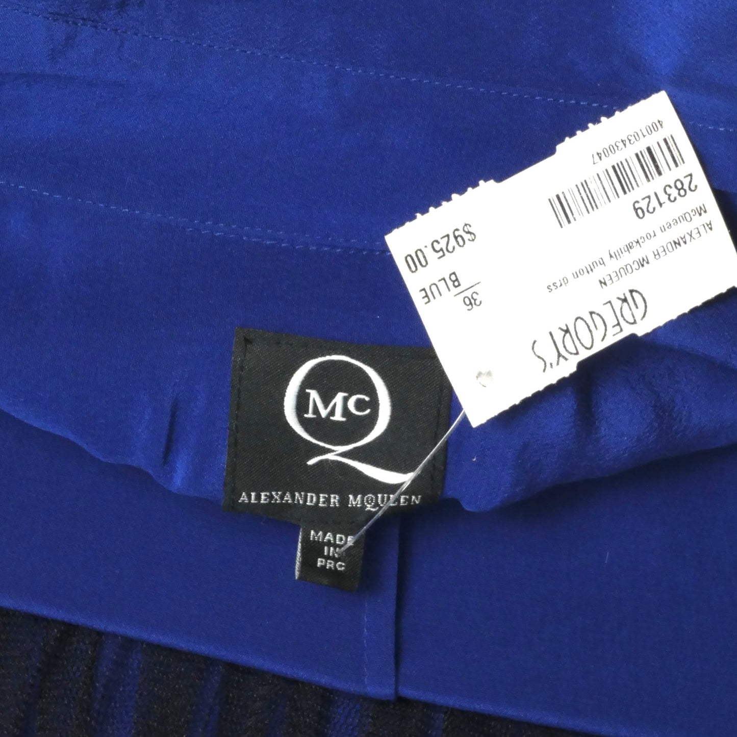 MCQ MCQUEEN- NWT 2011 Blue Western Cut Dress, Size 4
