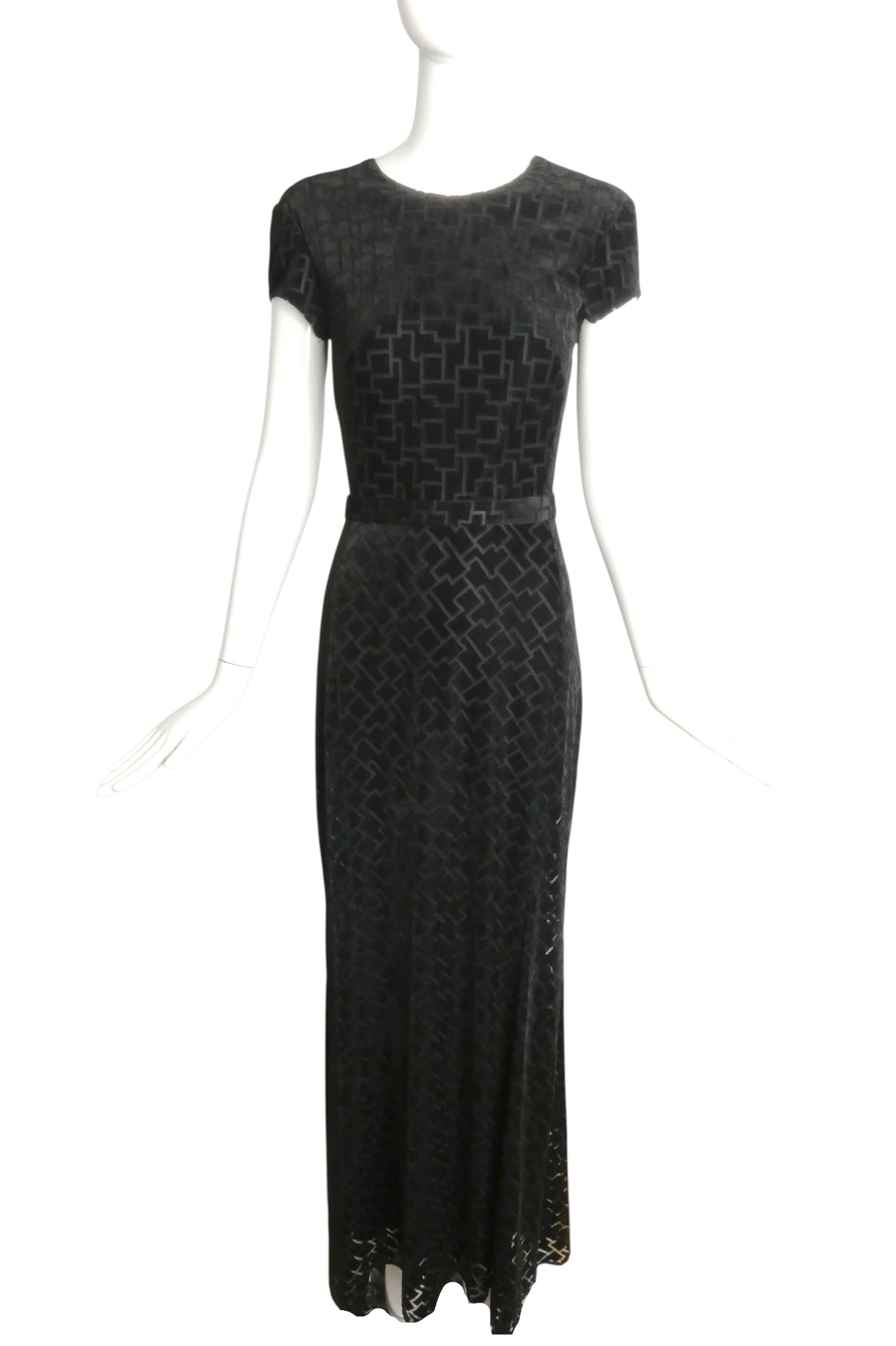 ISSA- NWT 2012 Black Velvet Knit Gown, Size 2