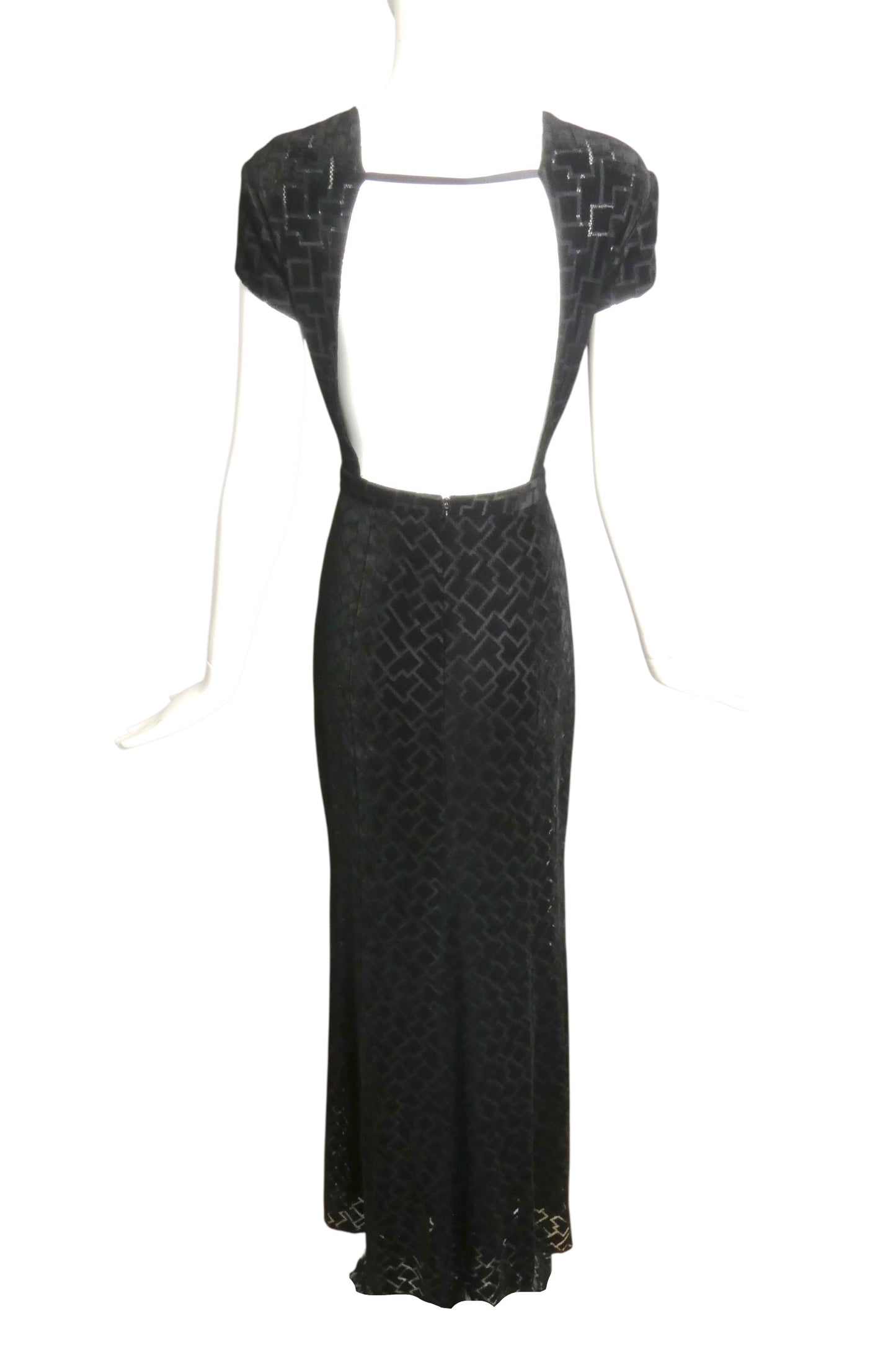 ISSA- NWT 2012 Black Velvet Knit Gown, Size 2