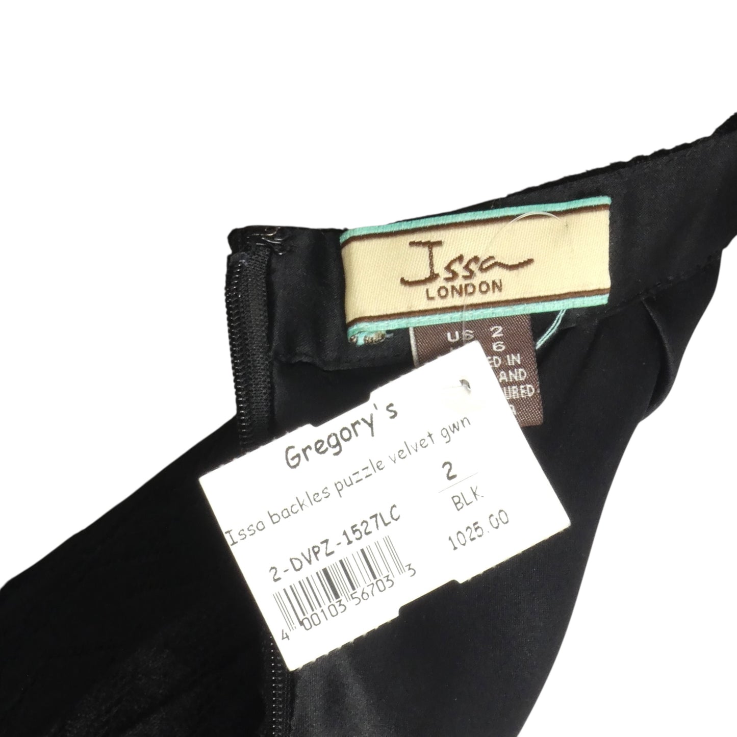 ISSA- NWT 2012 Black Velvet Knit Gown, Size 2