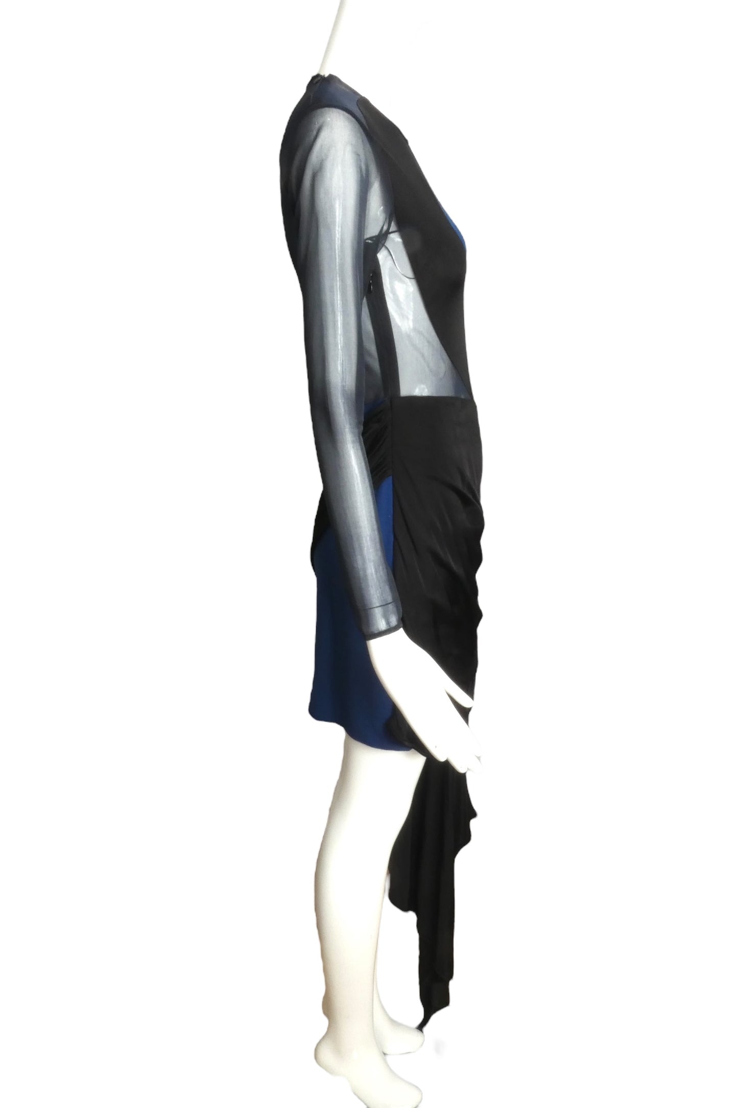 ISSA- NWT Black & Blue Sheer Knit Cocktail Dress, Size 6