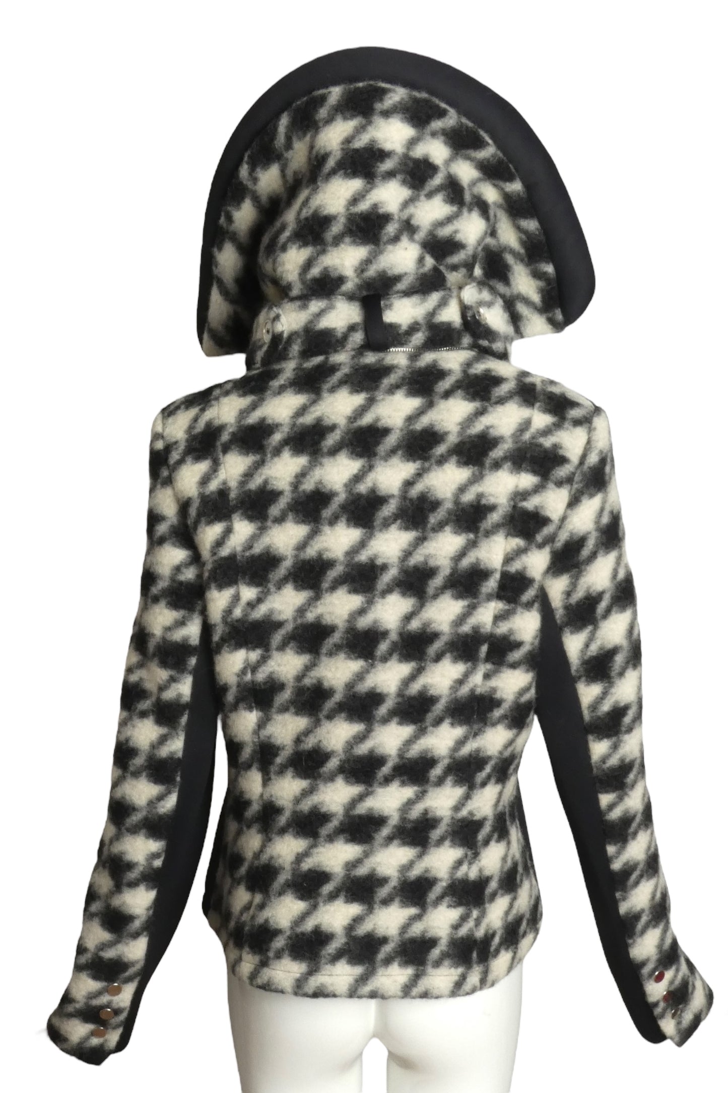 JC de CASTELBAJAC- NWT 2013 Houndstooth Fleece Moto Jacket, Size 14
