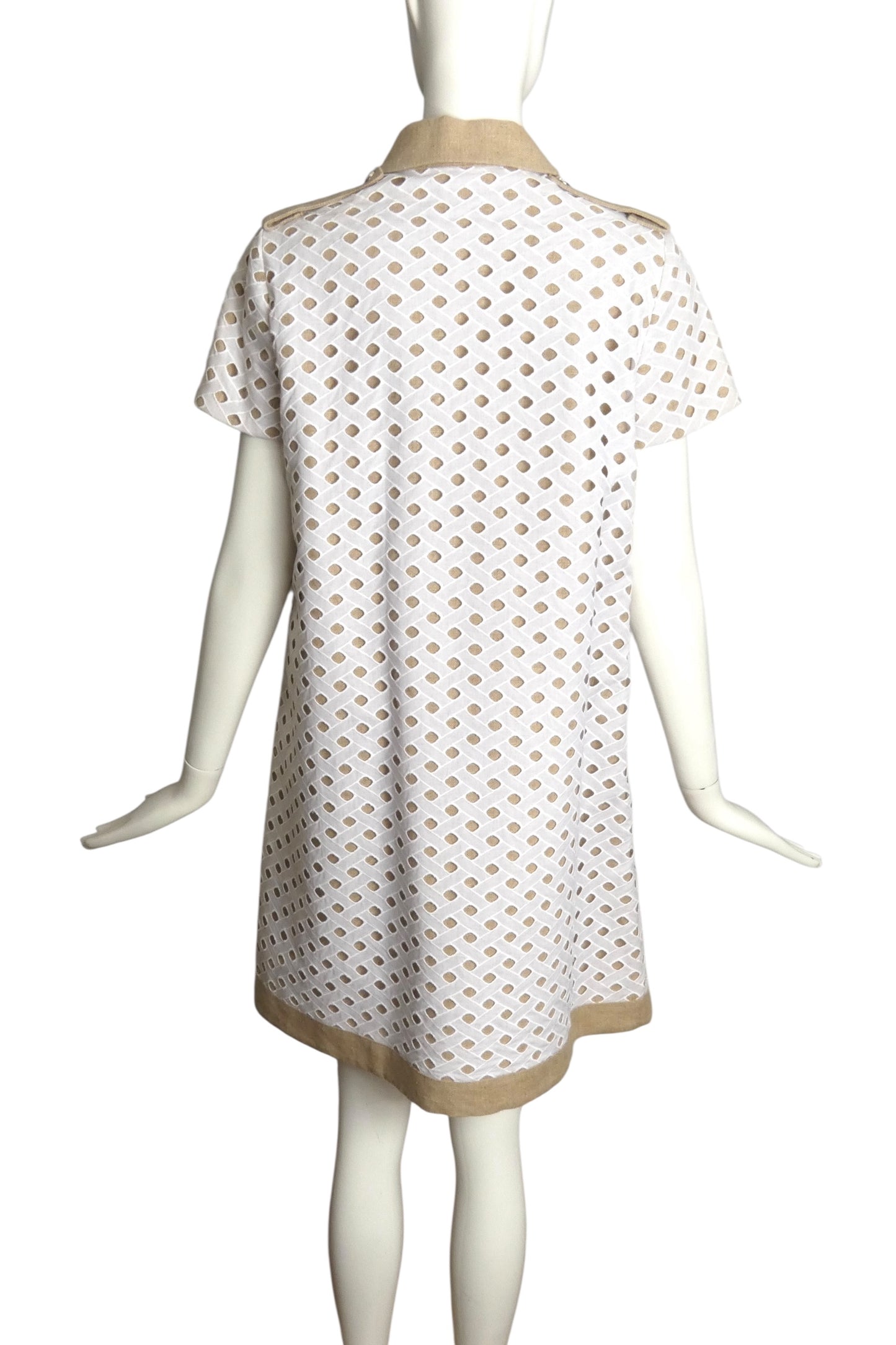 JC de CASTELBAJAC- NWT 2014 Eyelet Linen Trapeze Dress, Size 8