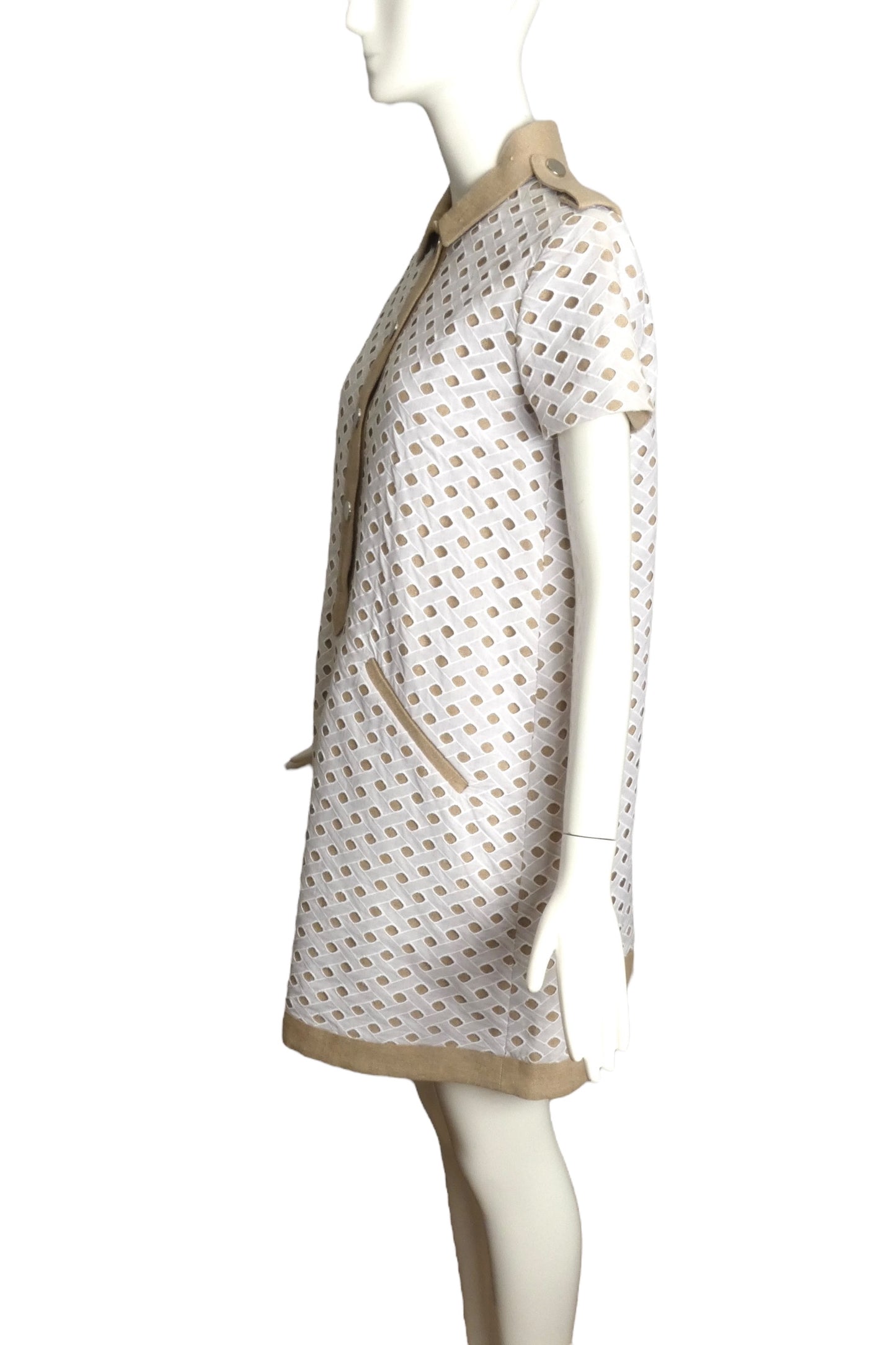 JC de CASTELBAJAC- NWT 2014 Eyelet Linen Trapeze Dress, Size 8