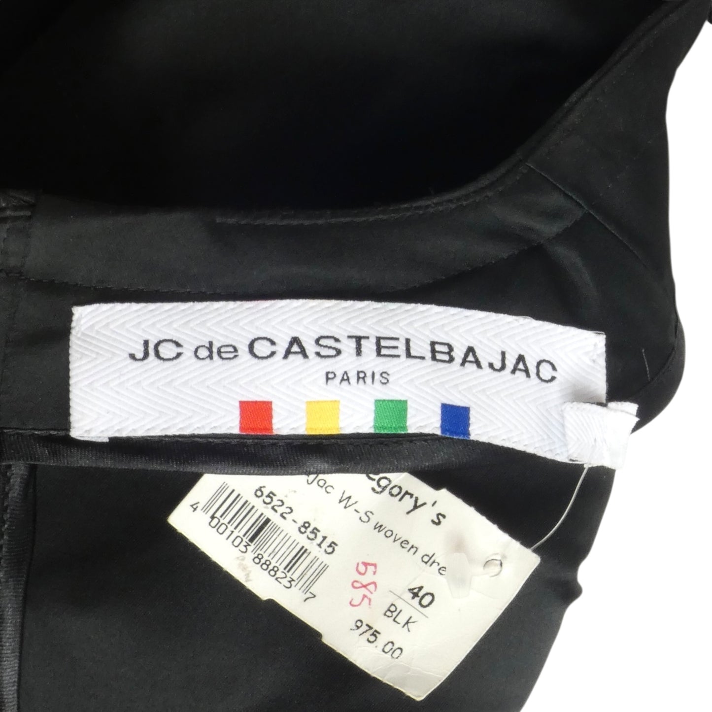 JC DE CASTELBAJAC- NWT Black Satin Drawstring Dress, Size 10