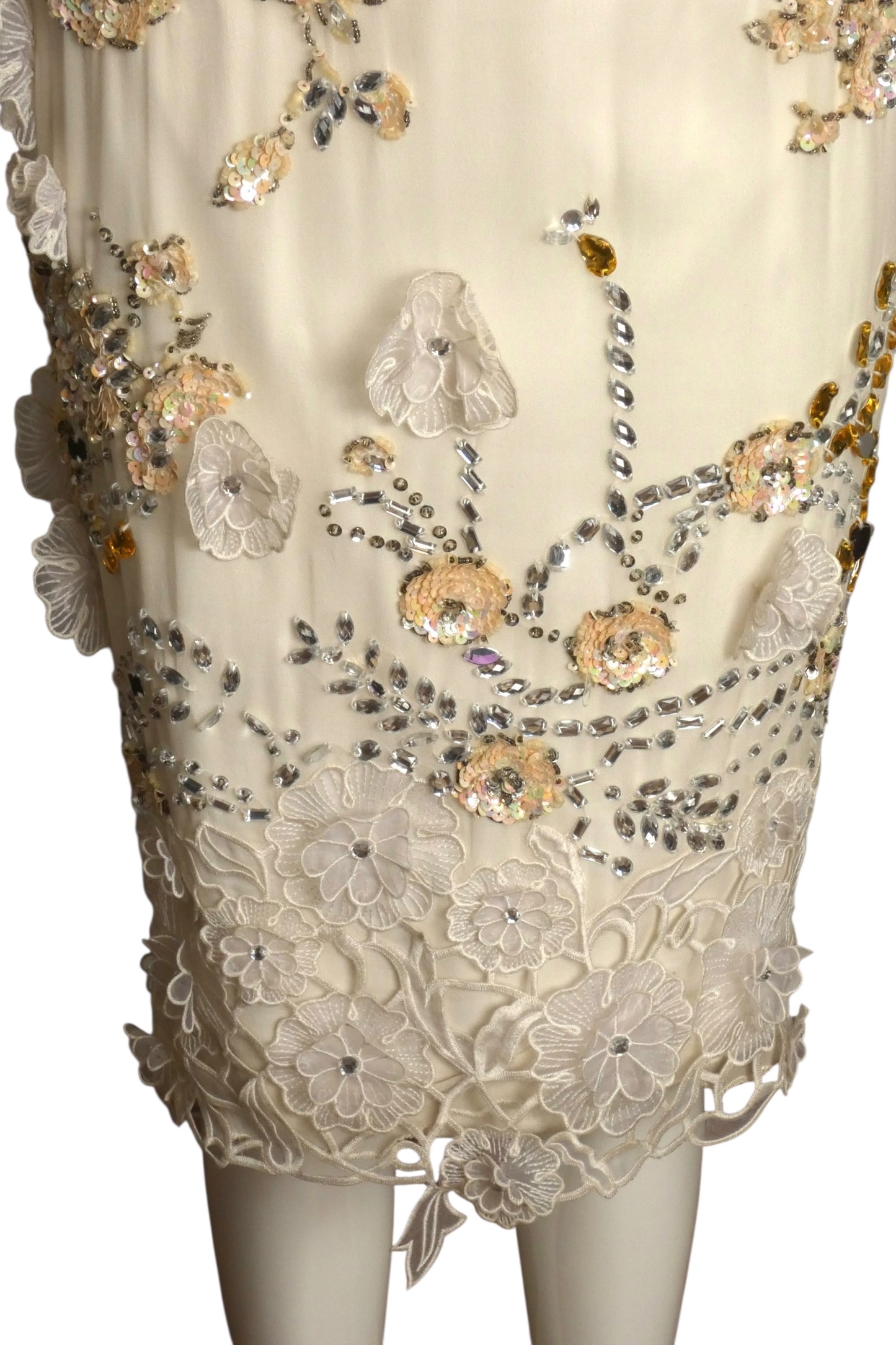 MANDALAY-NWT Beaded Floral Chiffon Dress, Size 4