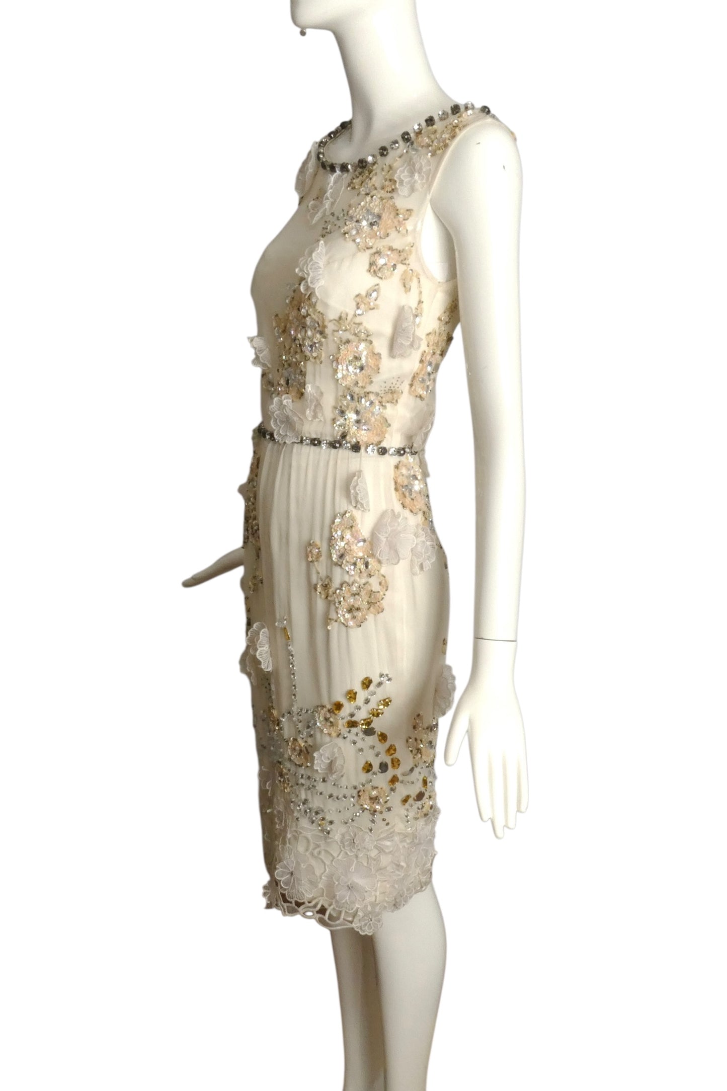 MANDALAY-NWT Beaded Floral Chiffon Dress, Size 4