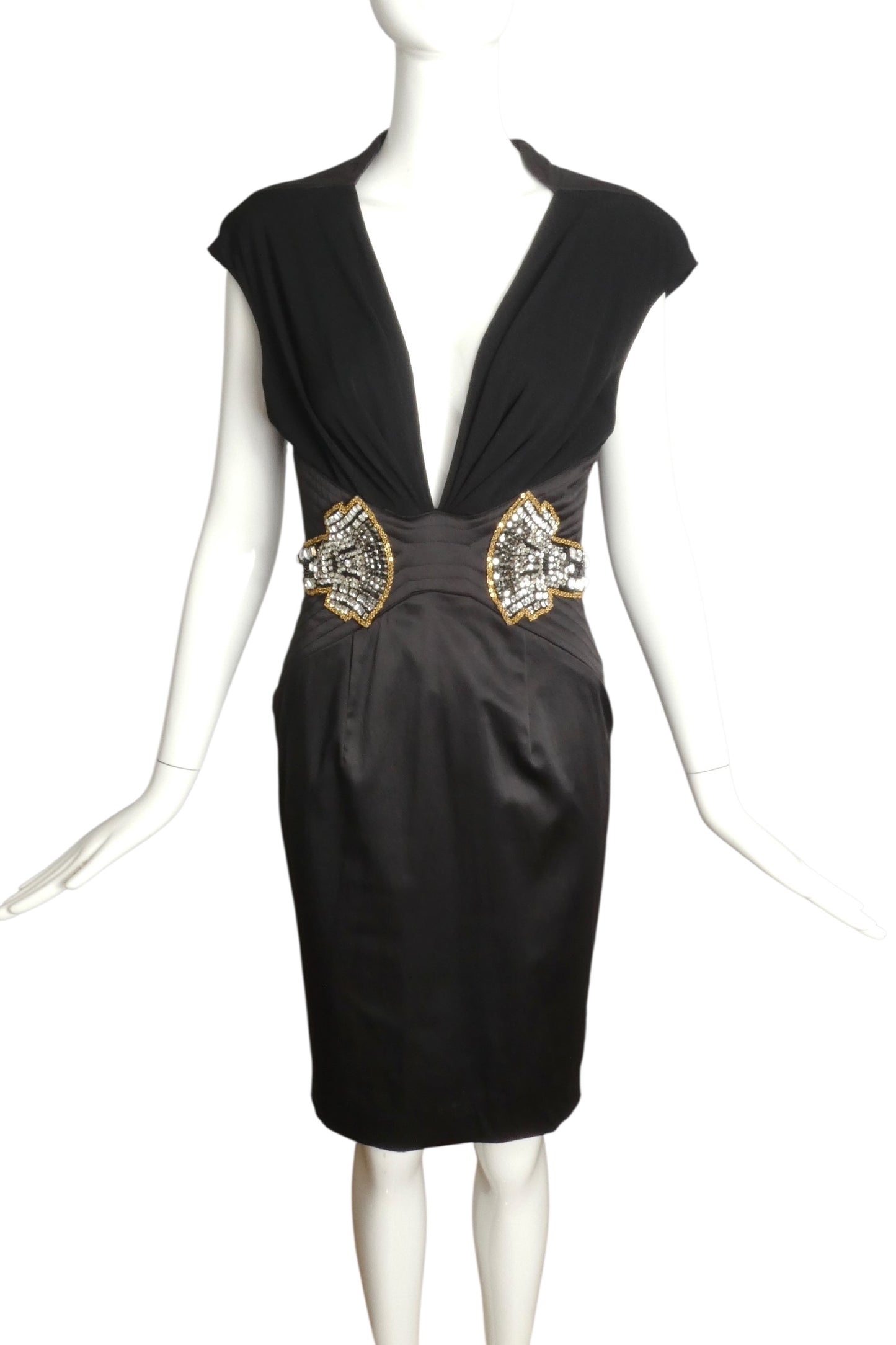 MANDALAY-NWT Black Jeweled Cocktail Dress, Size 6
