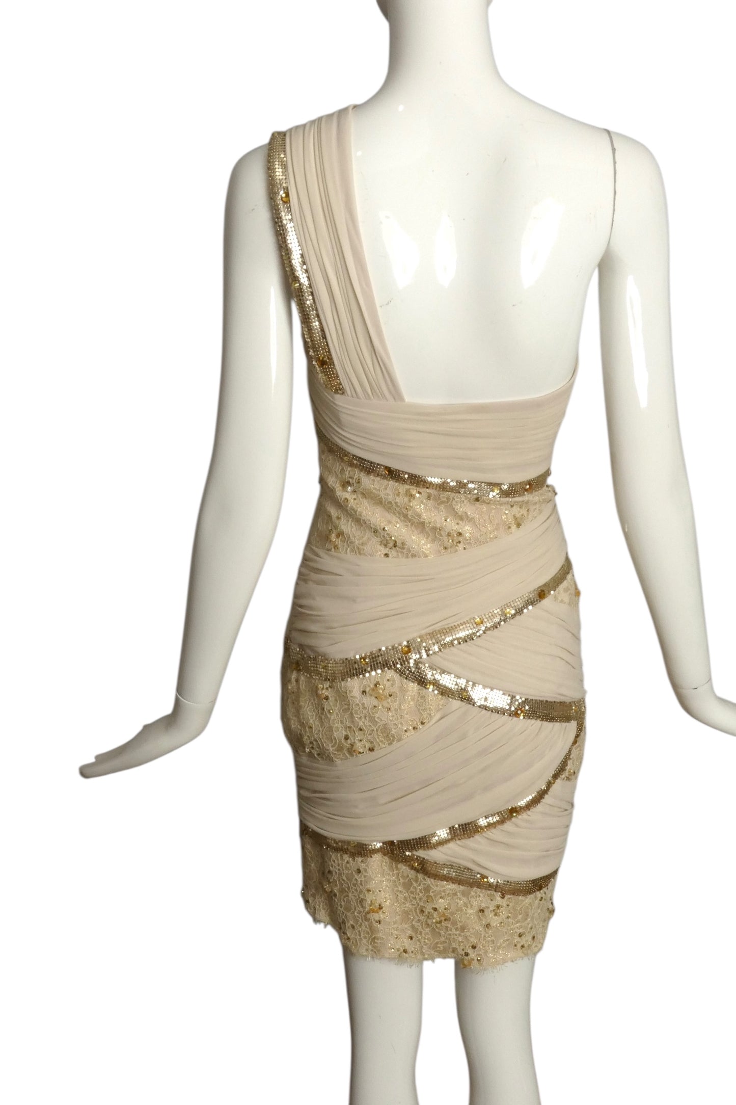 MANDALAY-NWT Beige Sequin Cocktail Dress, Size 8