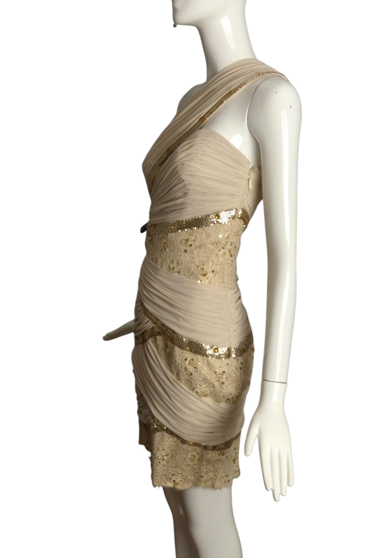 MANDALAY-NWT Beige Sequin Cocktail Dress, Size 8