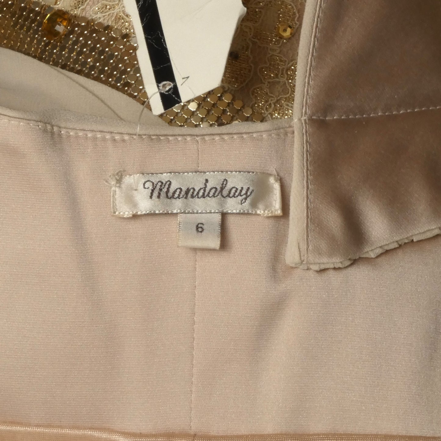 MANDALAY-NWT Beige Sequin Cocktail Dress, Size 8