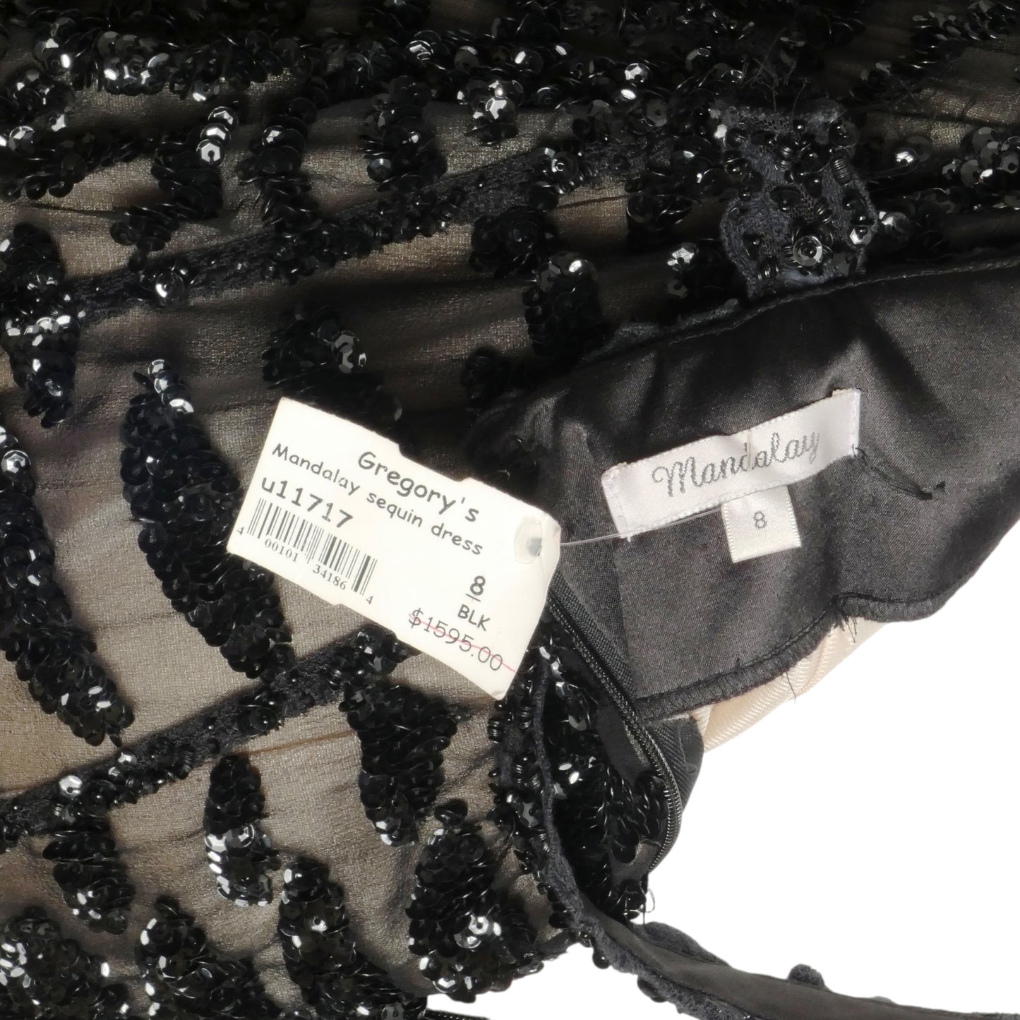 MANDALAY-NWT Black Sequin Cocktail Dress, Size 8