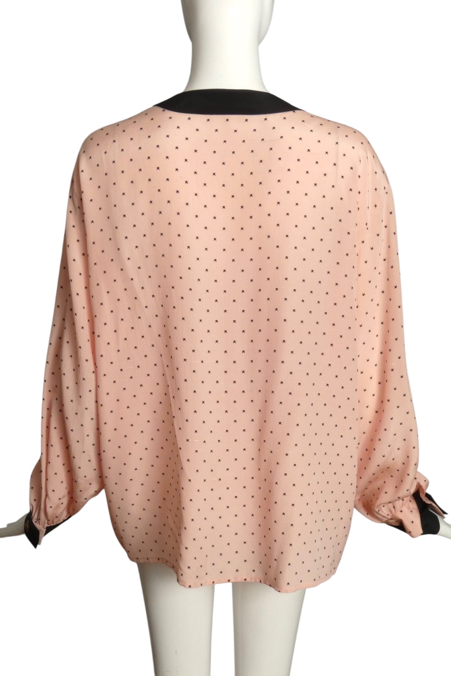 AKRIS- 1980s Printed Silk Blouse, Size 14
