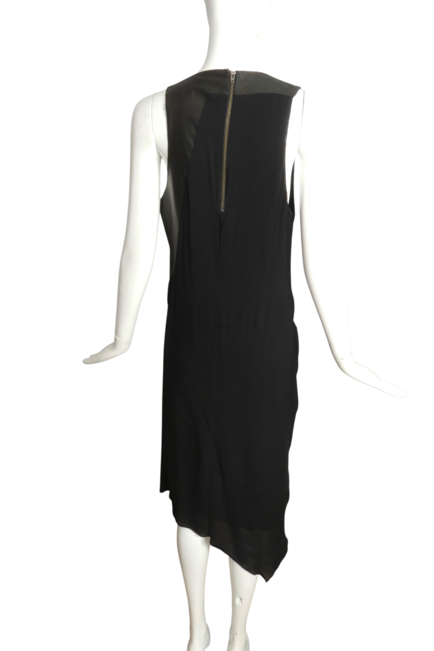 HELMUT LANG- NWT Black Jersey Knit & Leather Dress, Size 8