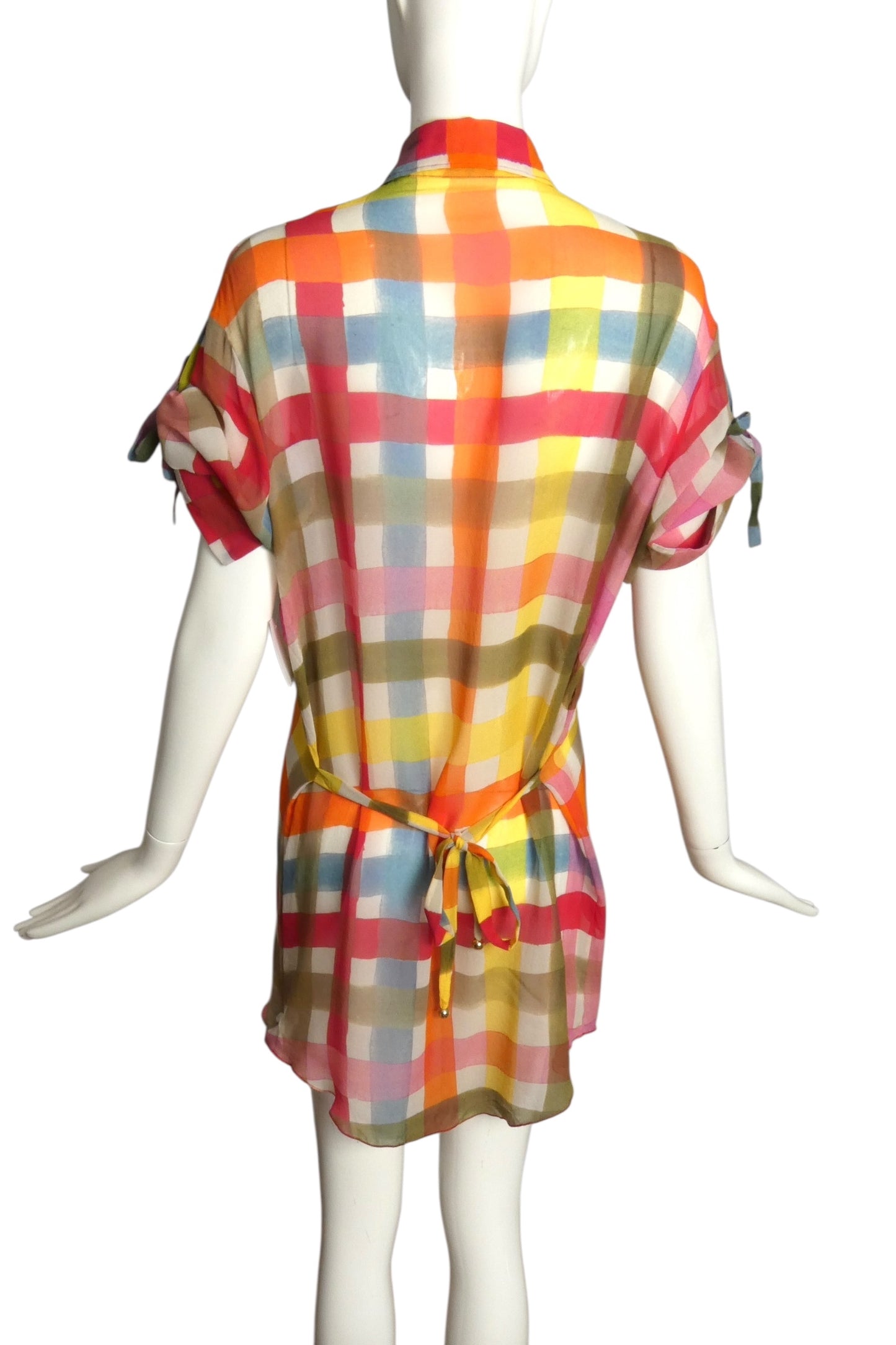 MOSCHINO CHEAP & CHIC- Multi Color Chiffon Shirt Dress, Size 4