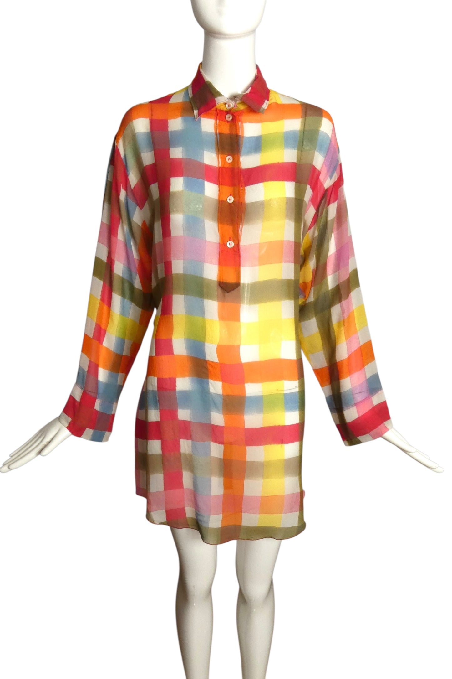 MOSCHINO CHEAP & CHIC- Multi Color Chiffon Shirt Dress, Size 4