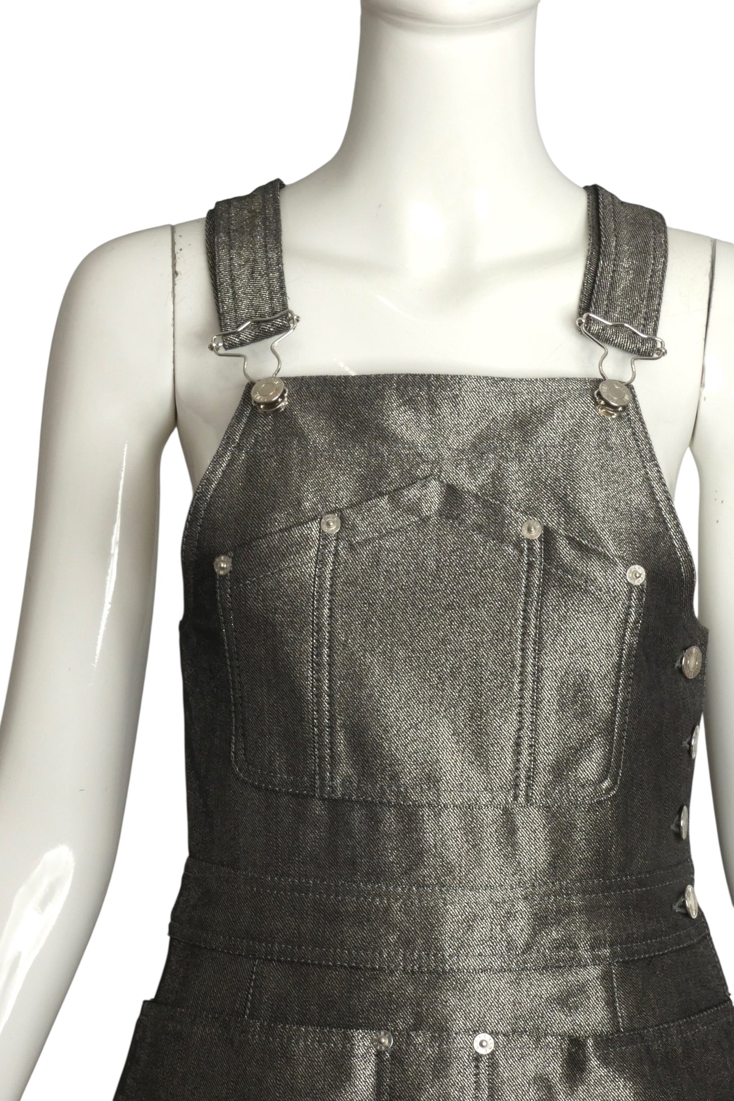 MOSCHINO COUTURE- NWT 2016 Silver Metallic Overall Dress, Size 2