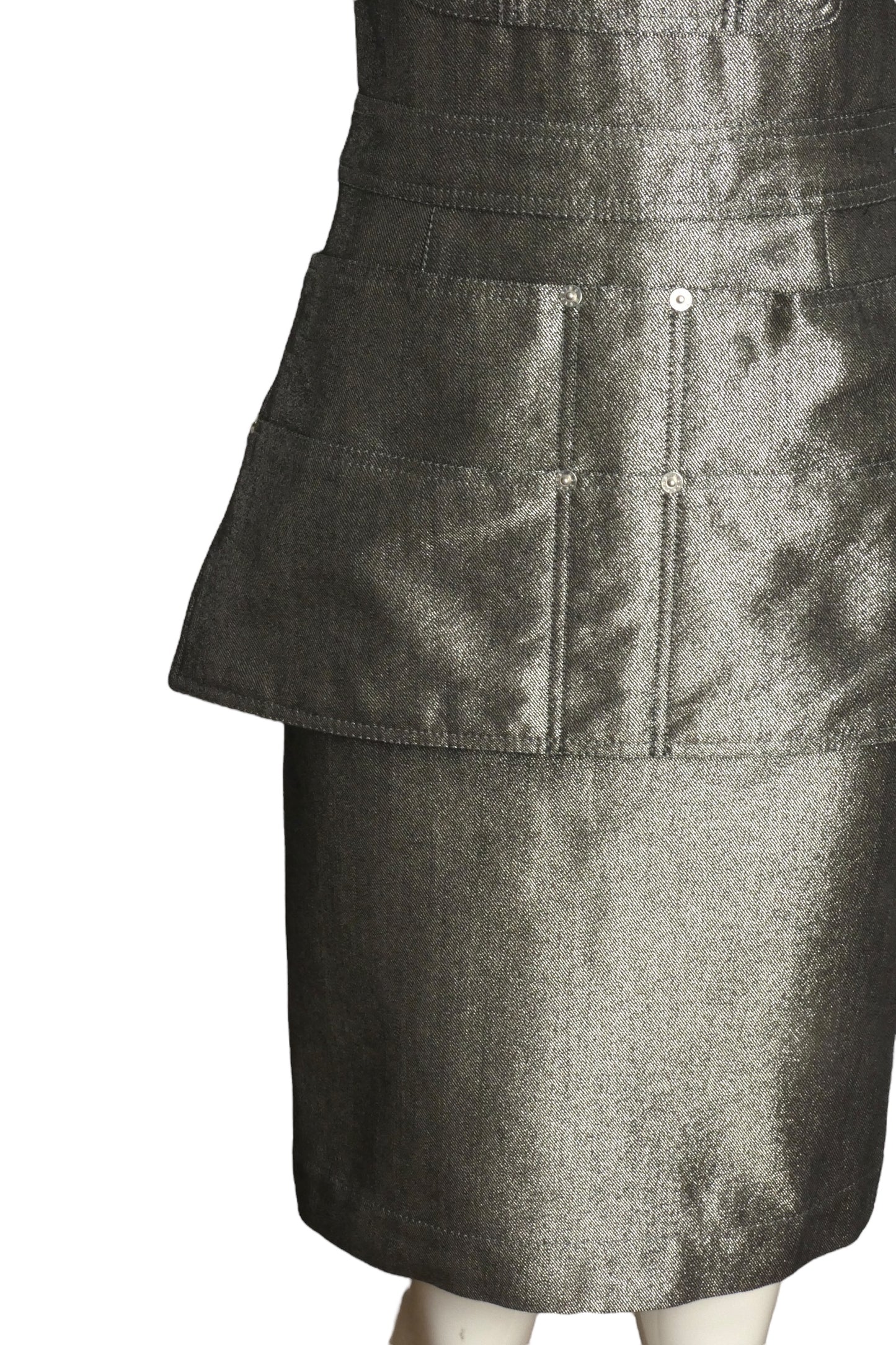 MOSCHINO COUTURE- NWT 2016 Silver Metallic Overall Dress, Size 2