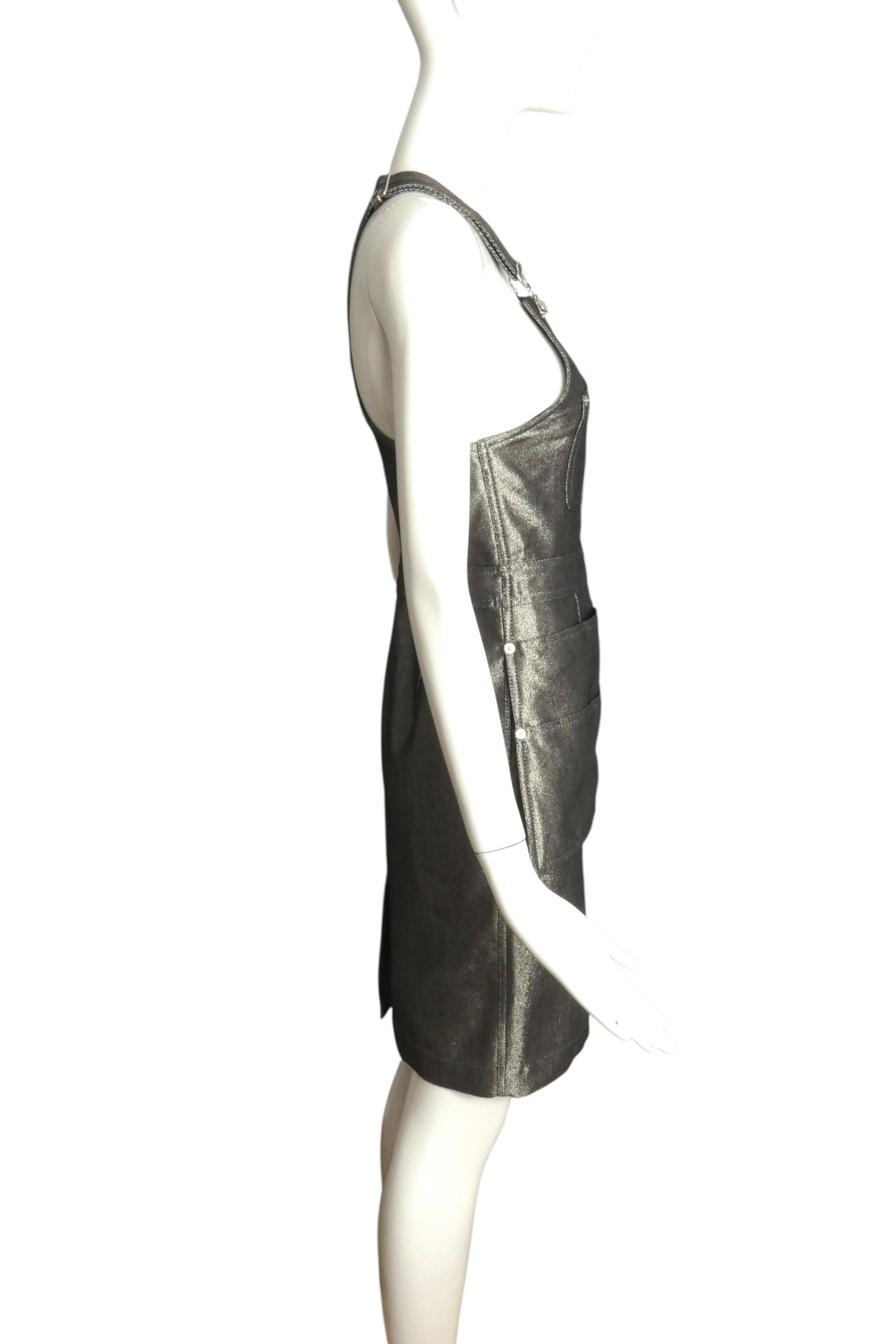 MOSCHINO COUTURE- NWT 2016 Silver Metallic Overall Dress, Size 2