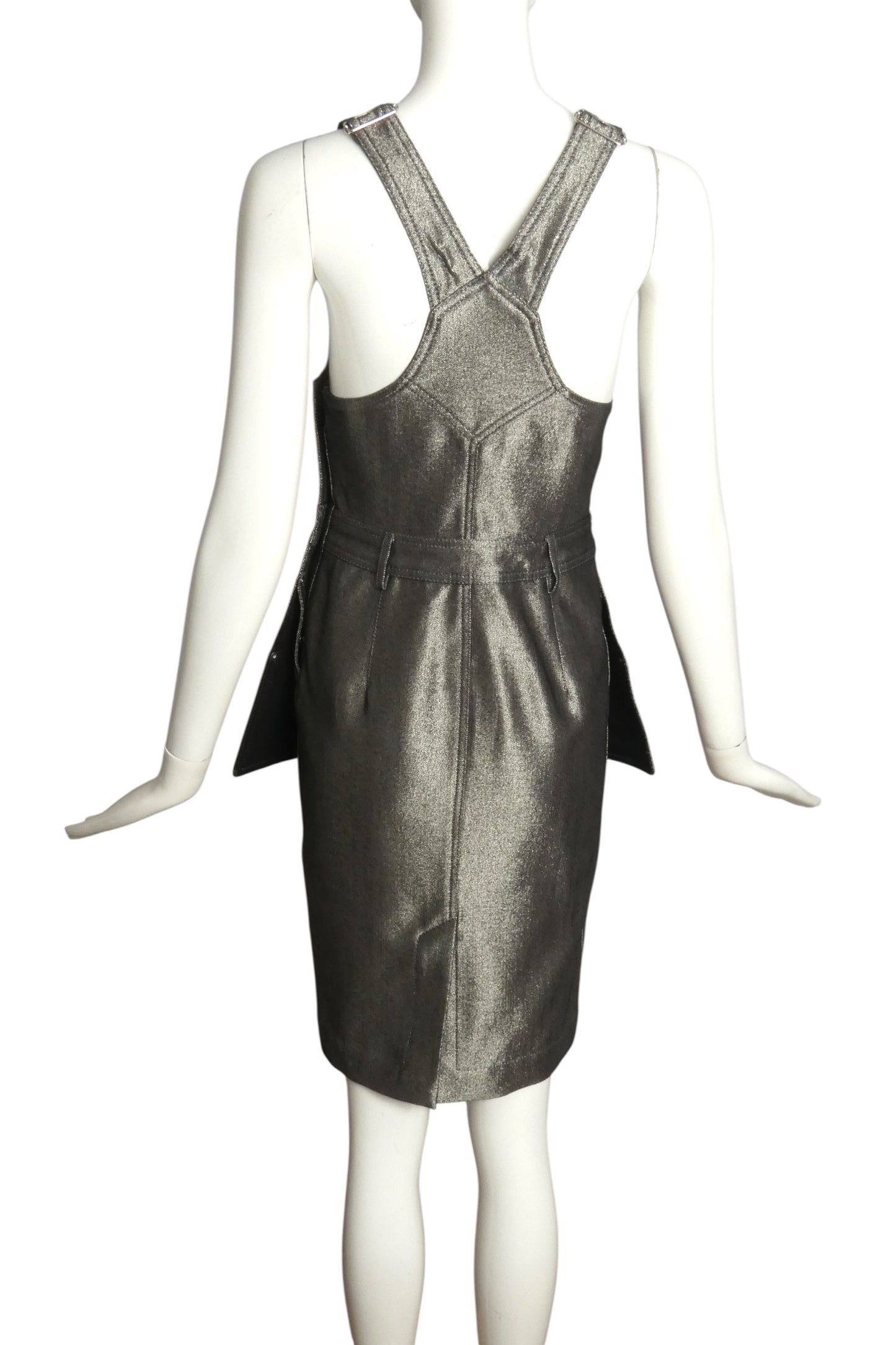 MOSCHINO COUTURE- NWT 2016 Silver Metallic Overall Dress, Size 2