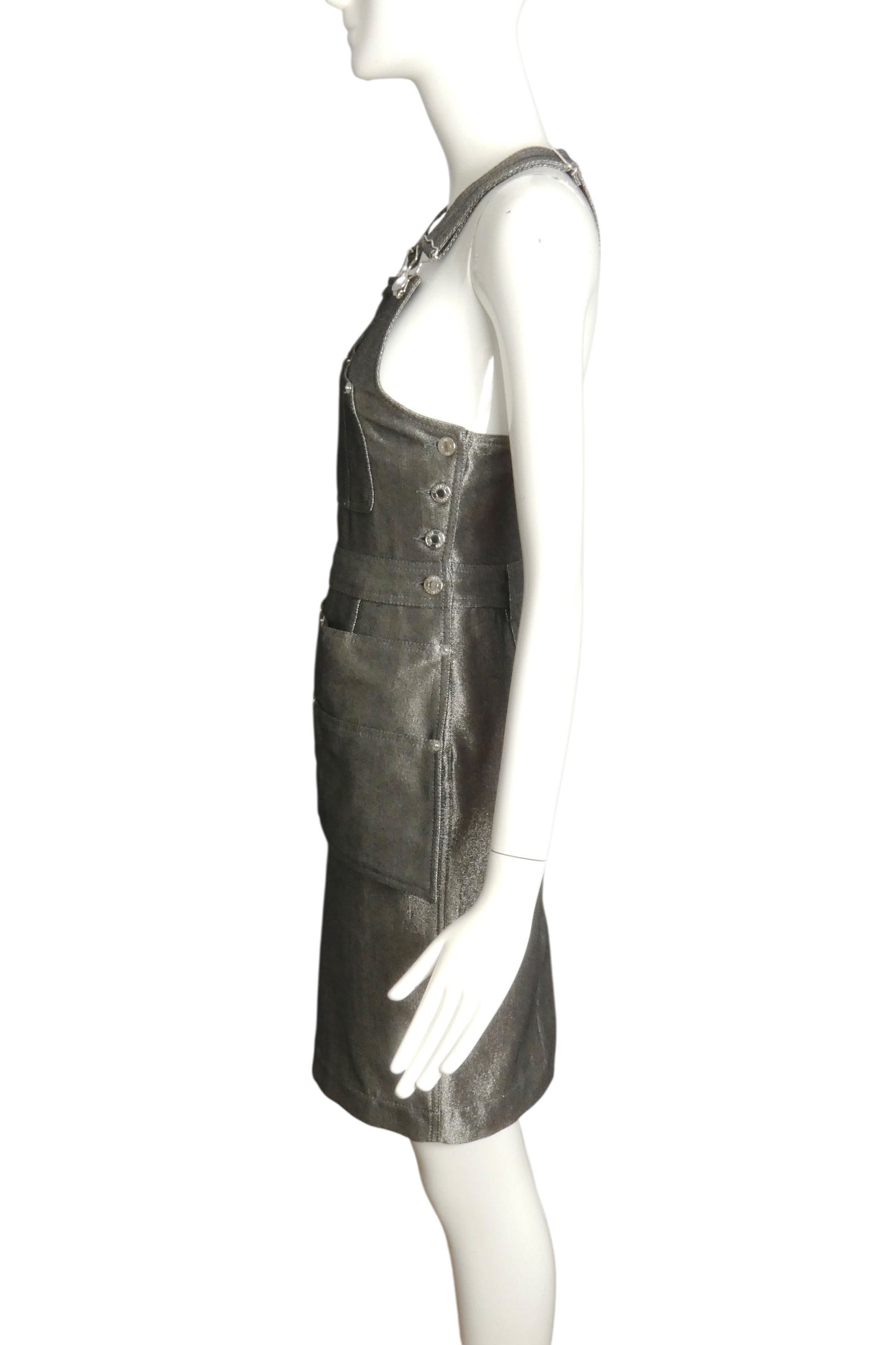 MOSCHINO COUTURE- NWT 2016 Silver Metallic Overall Dress, Size 2