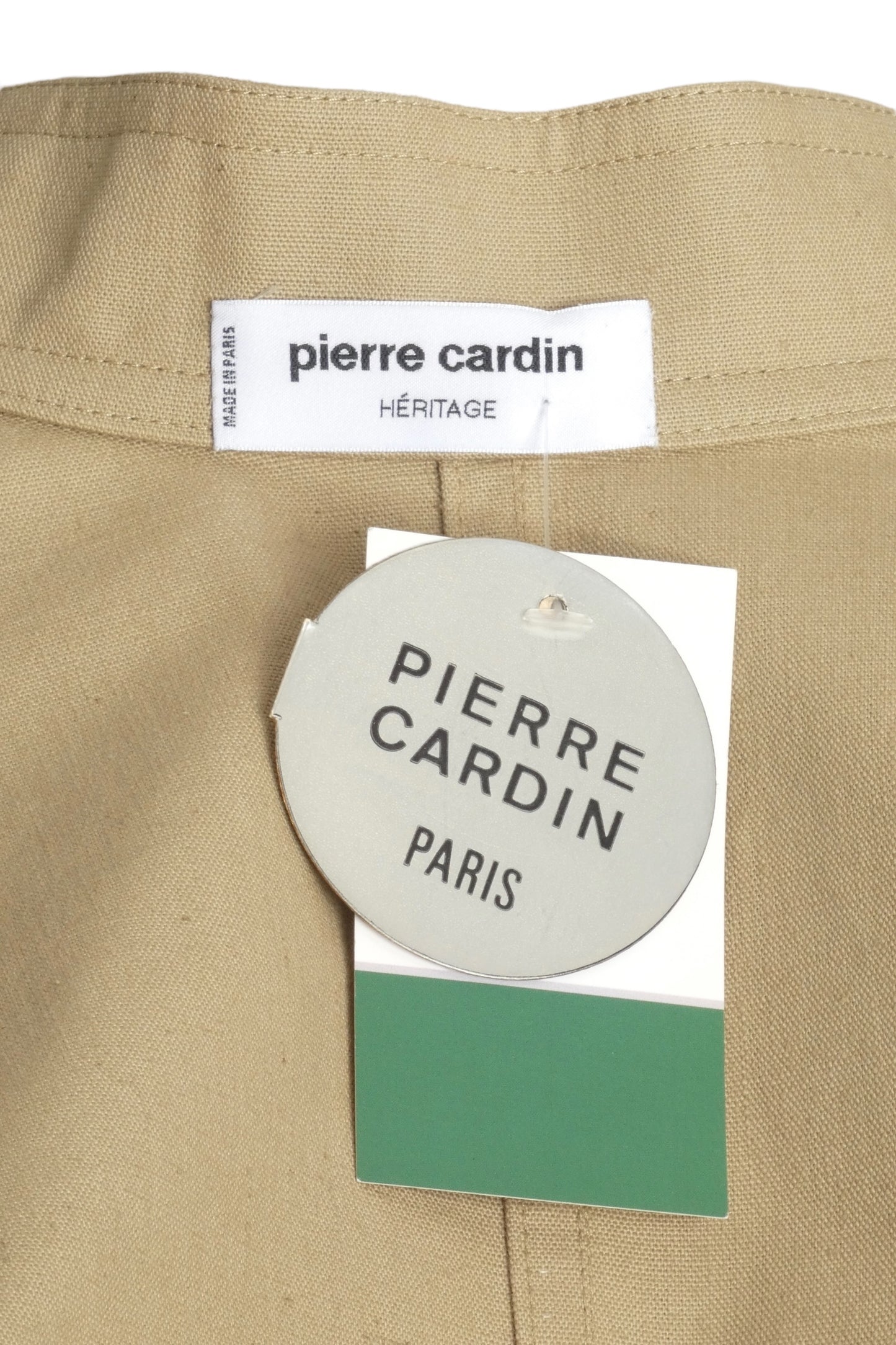 PIERRE CARDIN (HAUTE COUTURE)-1990s Khaki Cotton Jacket Suit, Size-10