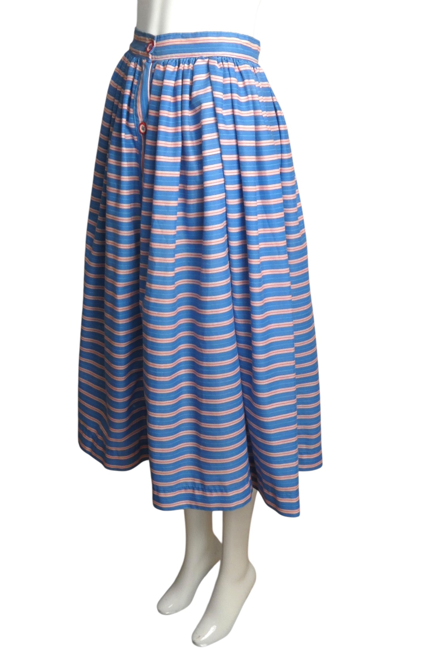 1940s Multi Color Stripe Cotton Skirt, Size 2