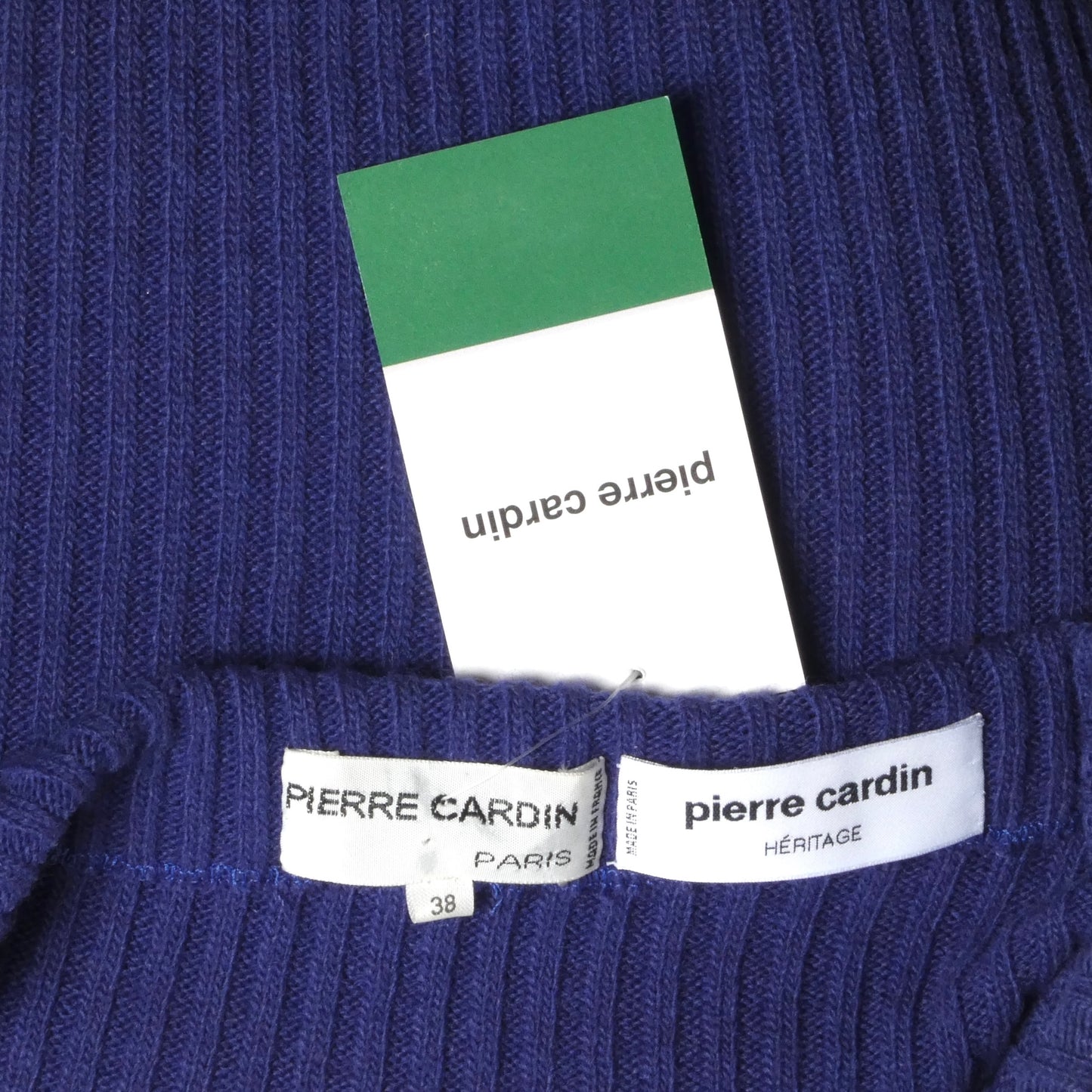 PIERRE CARDIN (HAUTE COUTURE)-2002 Blue Wool Knit Hoop Sweater, Size-4