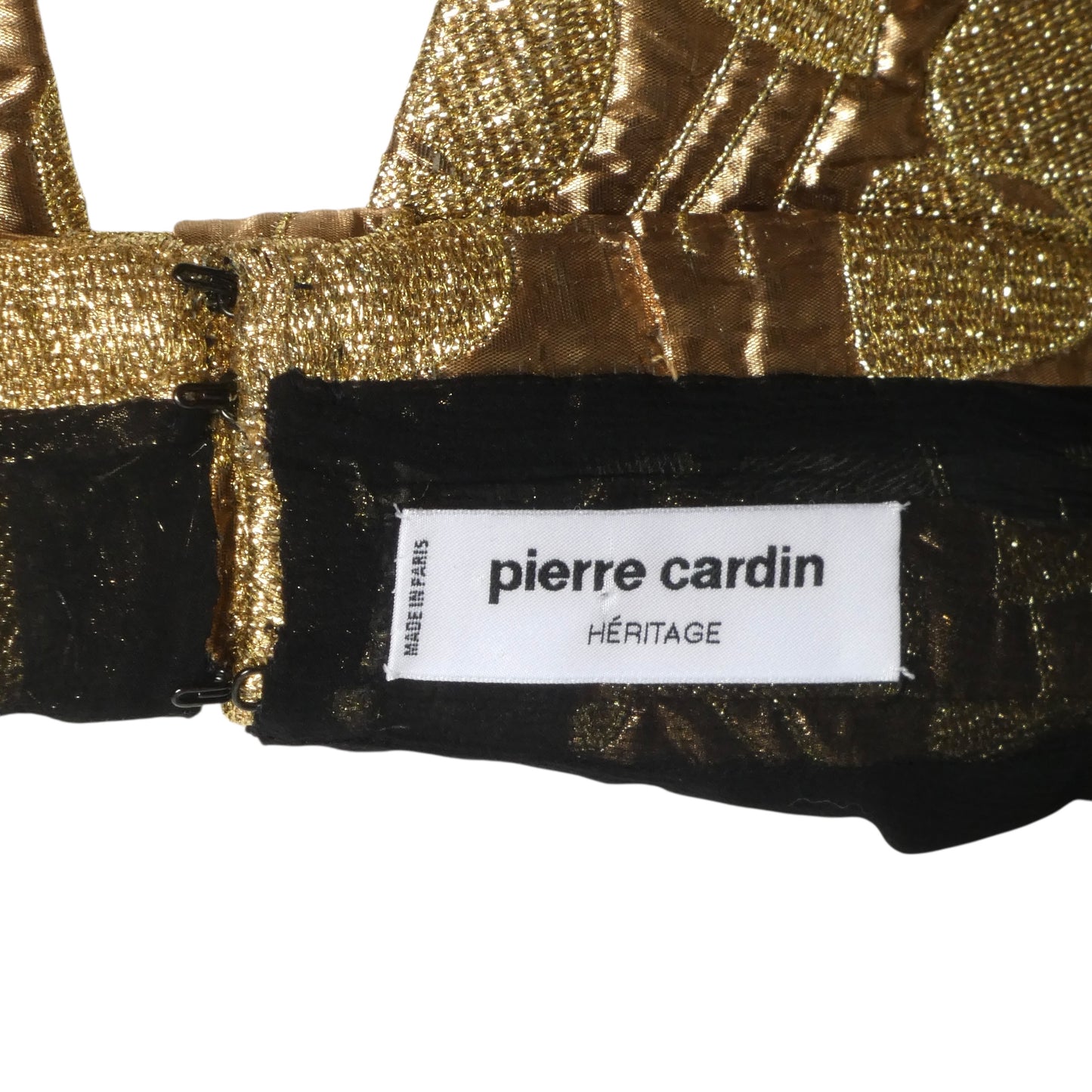 PIERRE CARDIN HAUTE COUTURE- 1990s Gold Brocade Strapless Top, Size 6