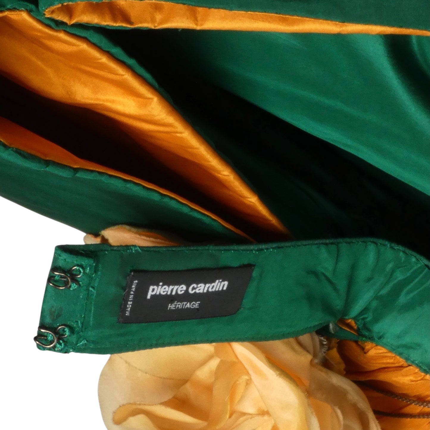 PIERRE CARDIN- 1999 Green & Orange Taffeta Overskirt, Size 4