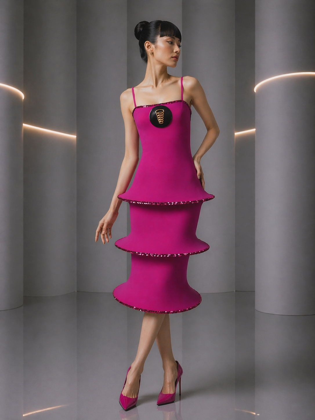 fuschia cocktail dress PIERRE CARDIN HERITAGE Size:16.5 SID-CMD304020 Morilee 89427 Crystal Beaded Fuchsia midi dress Lined