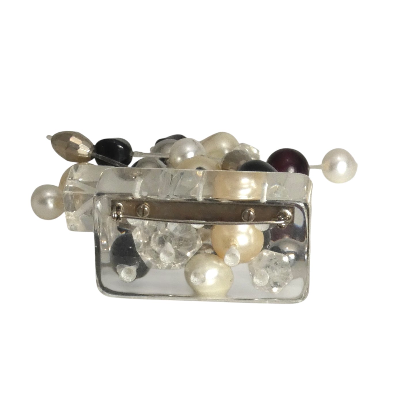 PIERRE CARDIN-1990 Beaded Fringe Acrylic Brooch