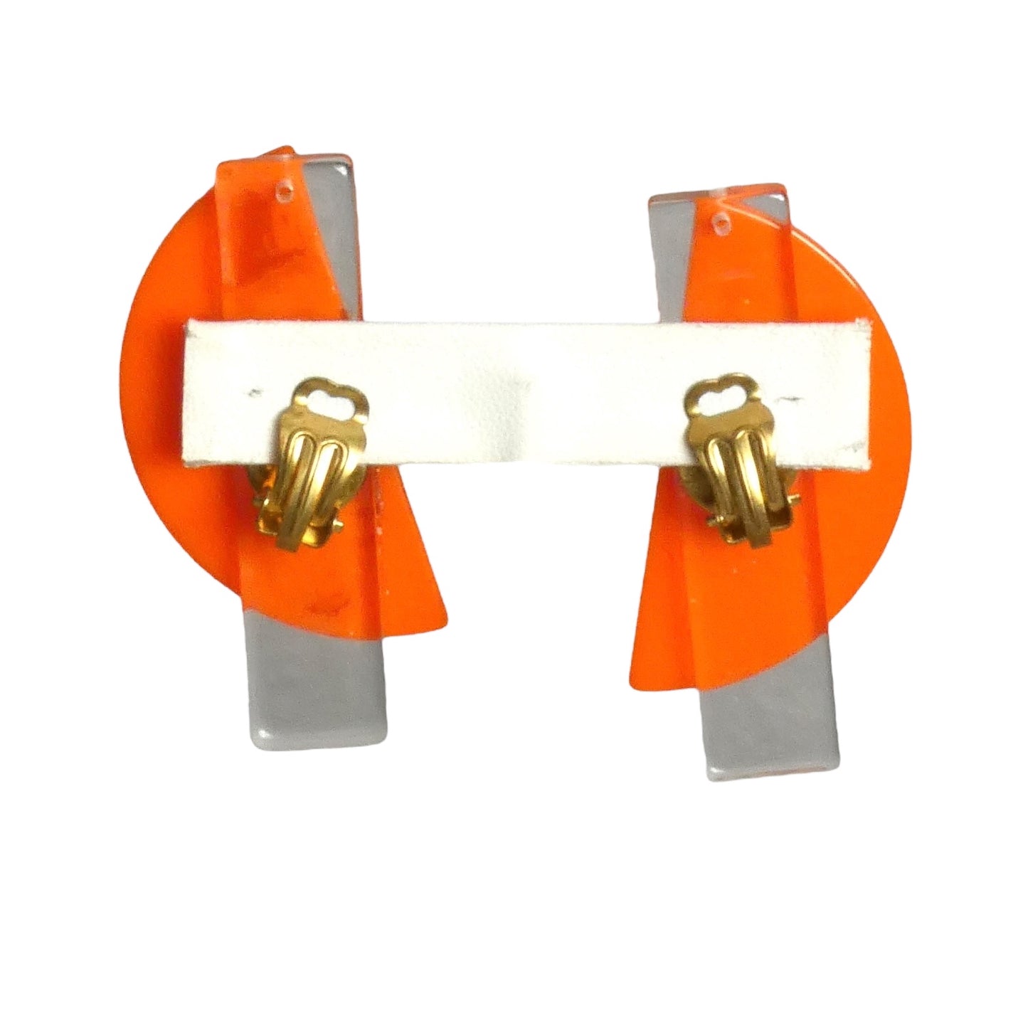 PIERRE CARDIN-1994 Orange Acrylic Clip Earrings