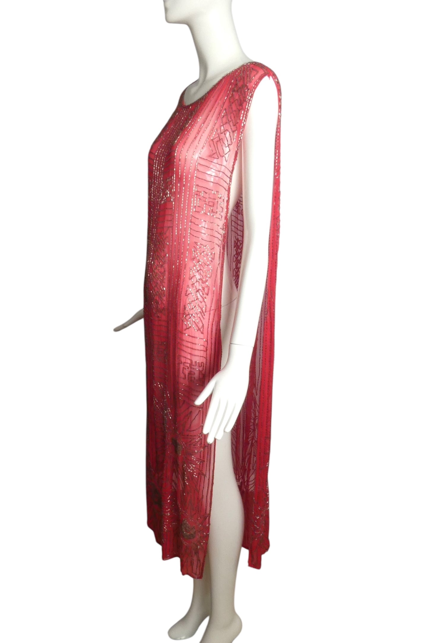 1920s Fuchsia Beaded Party Dress, One Size