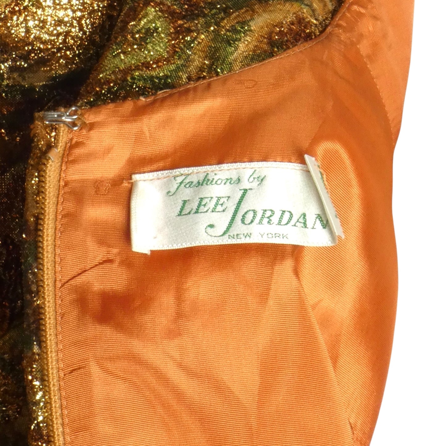 LEE JORDAN- 1960s Brocade Lame Cocktail Dress, Size 10