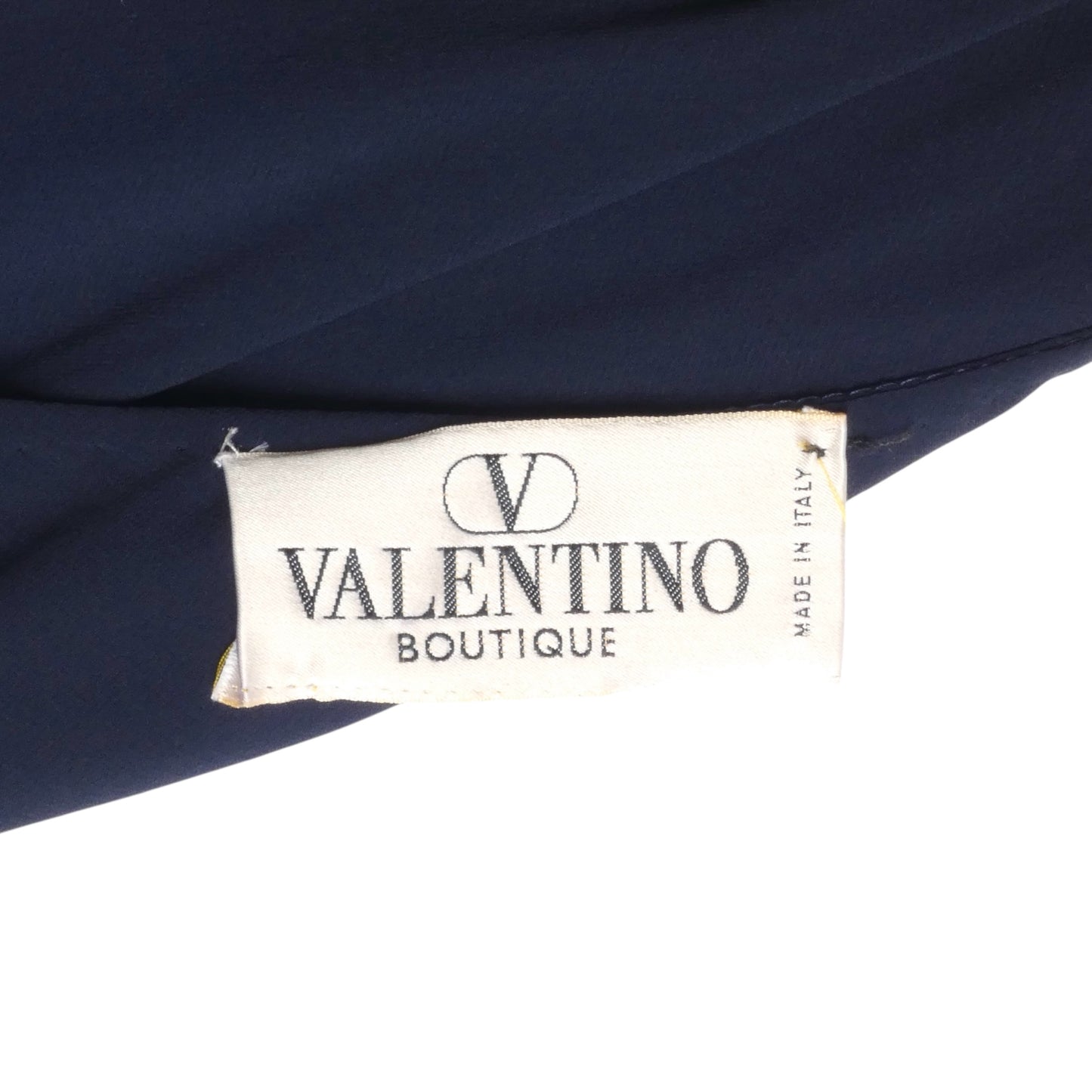 VALENTINO- 1995 Navy Organza One Shoulder Dress, Size 8