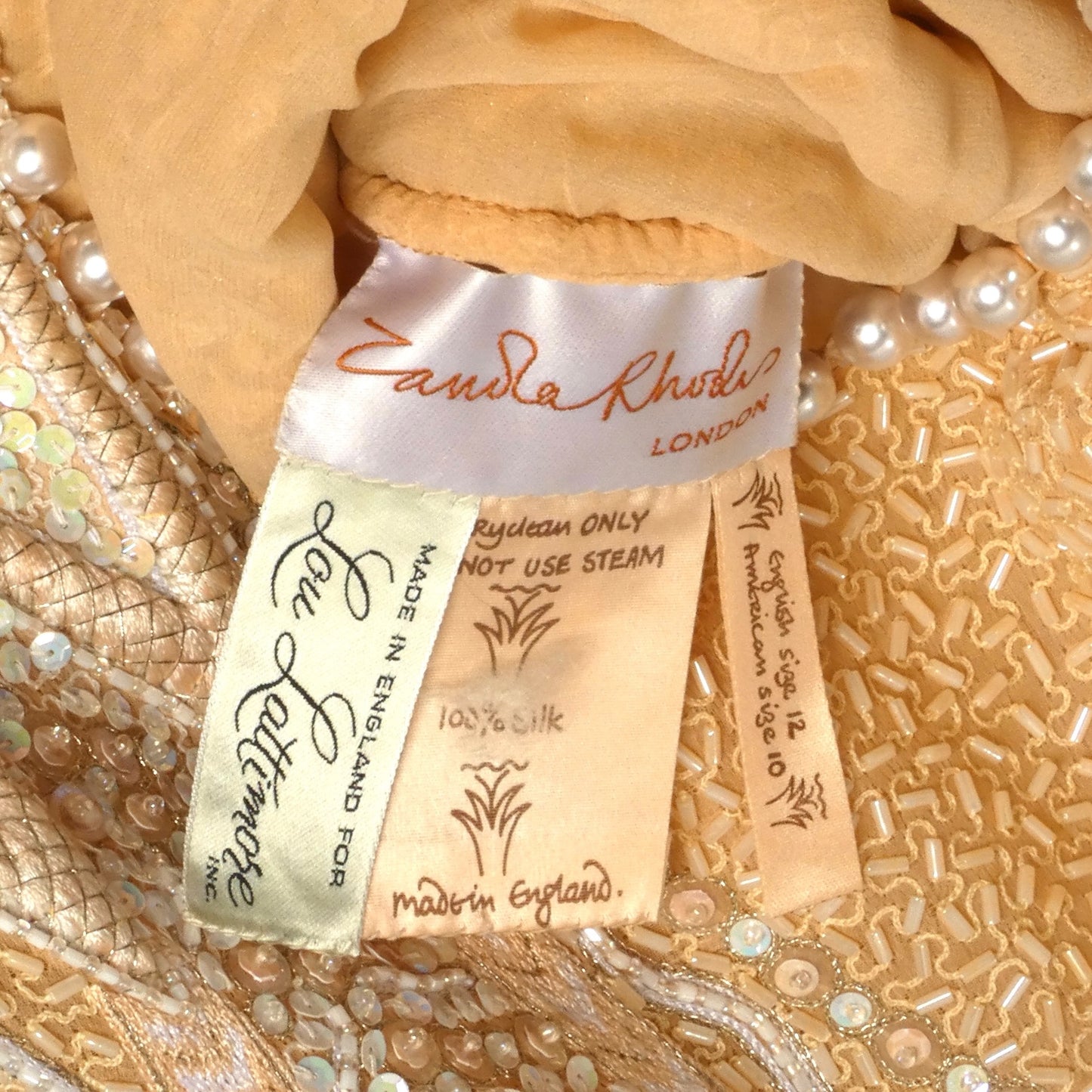 ZANDRA RHODES- 1980s Beaded Silk Dress, Size 8