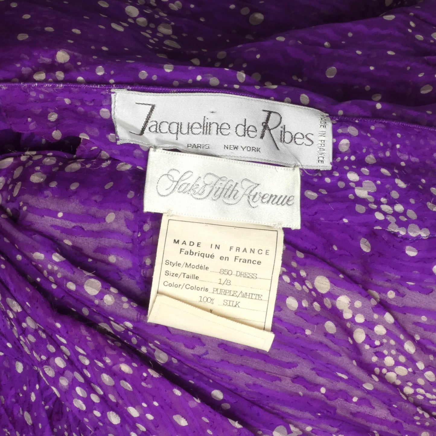 JACQUELINE DE RIBES- 1986 Printed Silk Ruffle Dress, Size 6