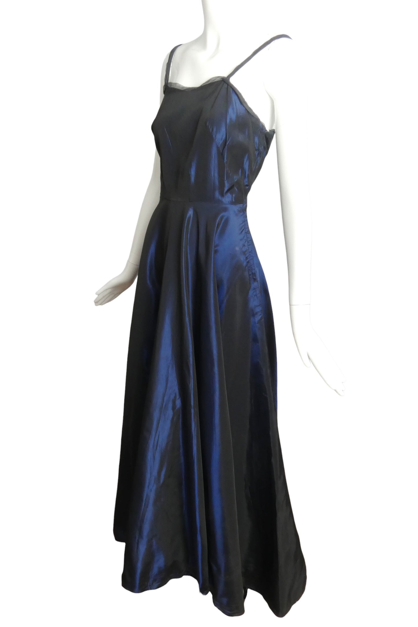 1950s Navy Iridescent Evening Gown, Size 6