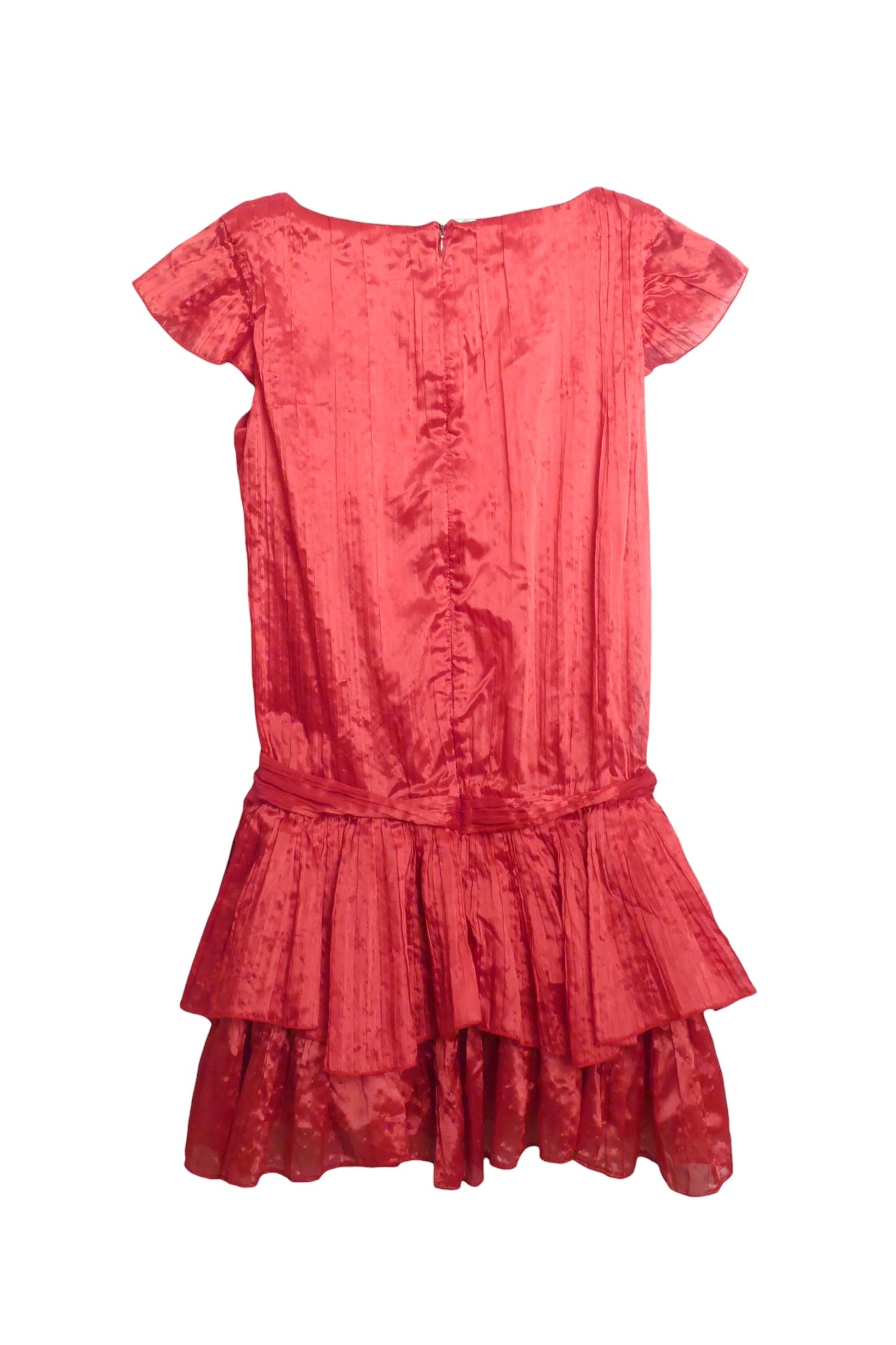 Red Plisse Pleat Dress, Size 12