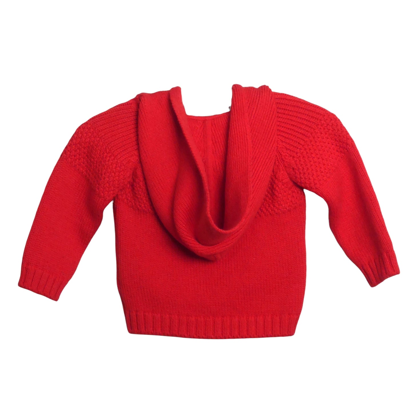 Red Wool Blend Hoodie Cardigan, Size 6 Months