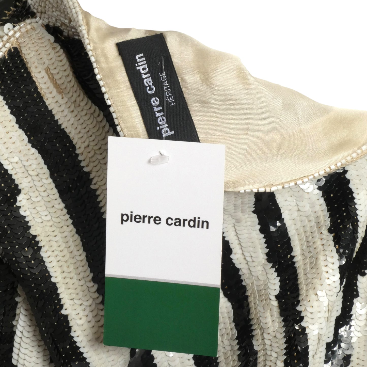 1985 Black & White Sequin Cocktail Dress, Size 10