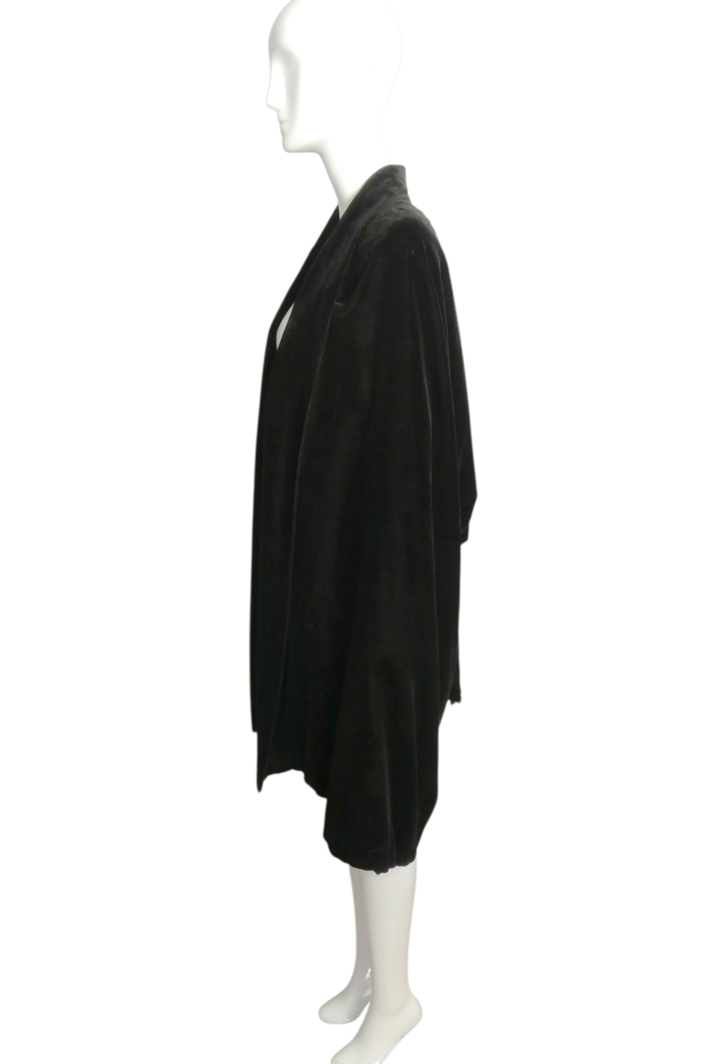 1930s Black Velvet Draped Evening Cape, Size S/M