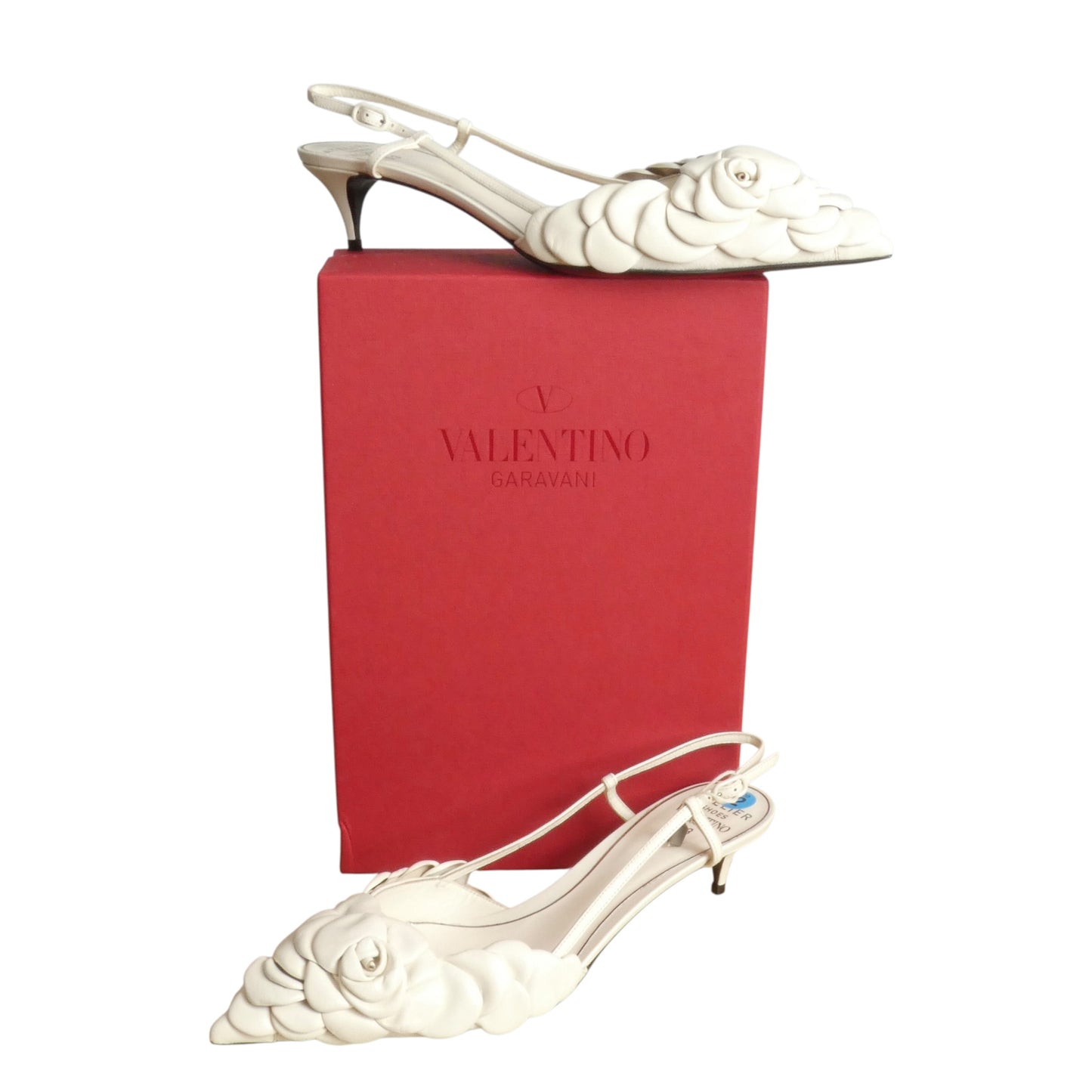 2020s NIB Leather Petal Kitten Heels, Size-42
