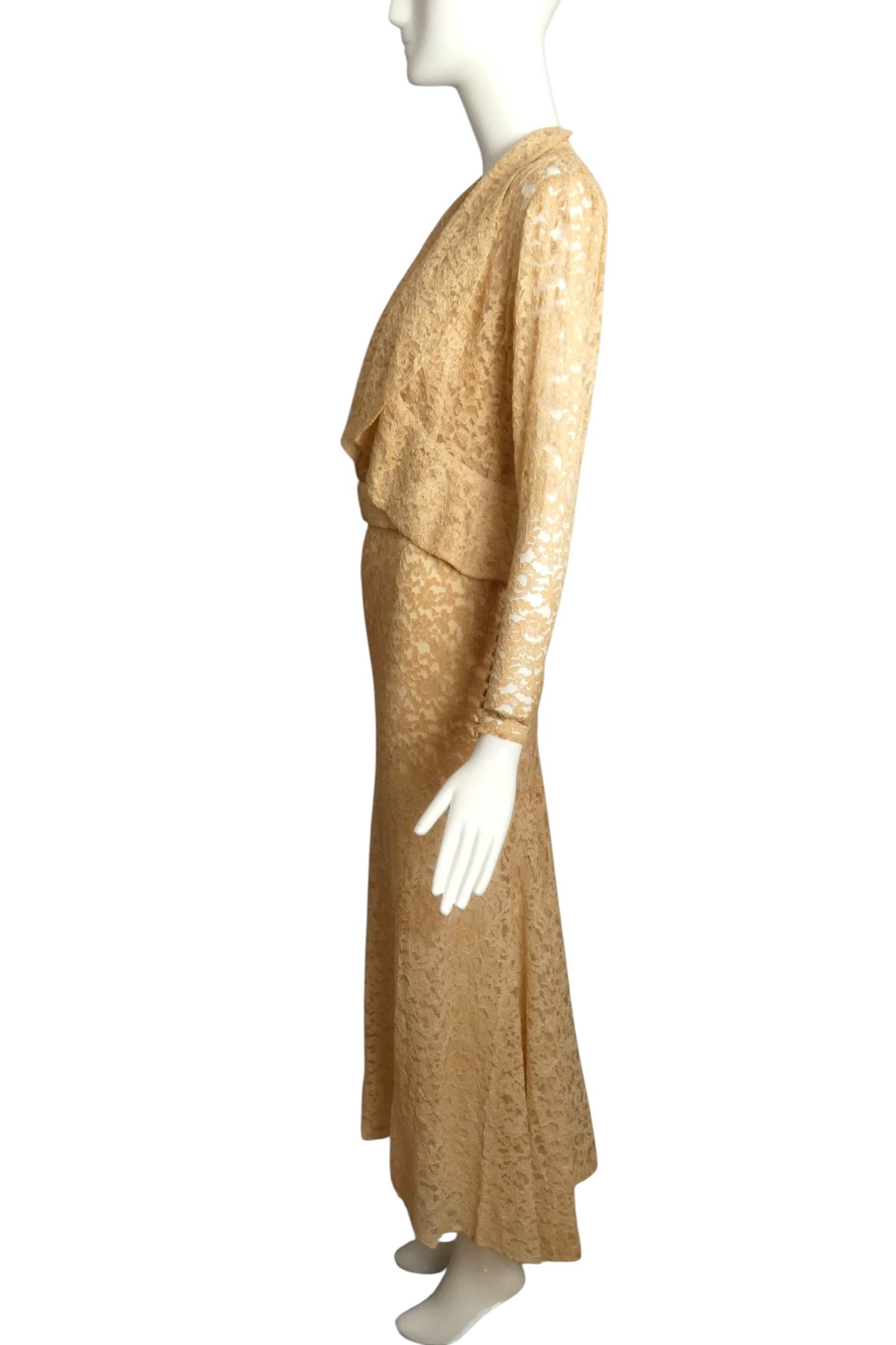 1930s Lace Evening Dress & Jacket, Size-4