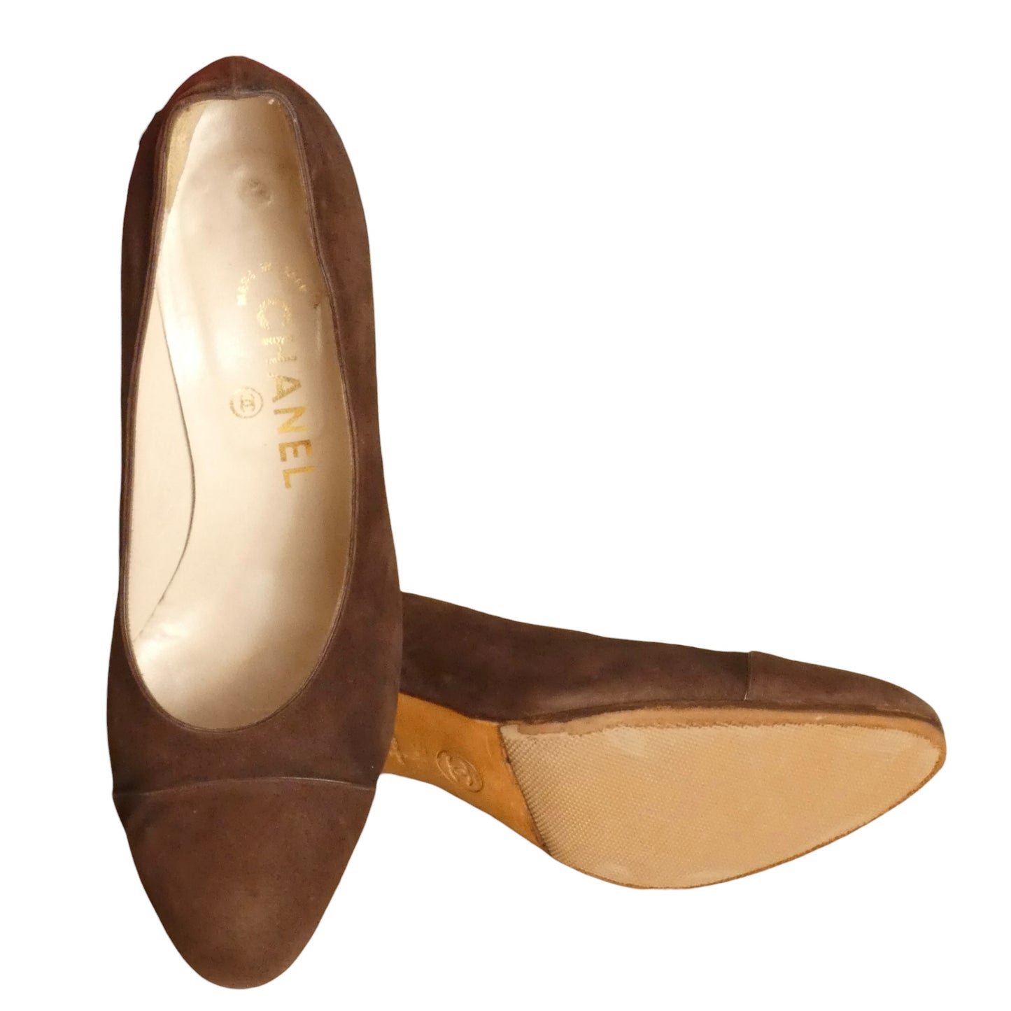 1980s Suede Cap Toe Pumps, Size-37.5