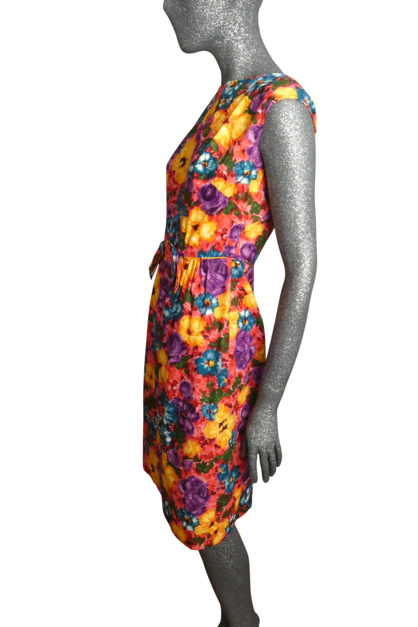1950s Floral Cotton Dress, Size 6